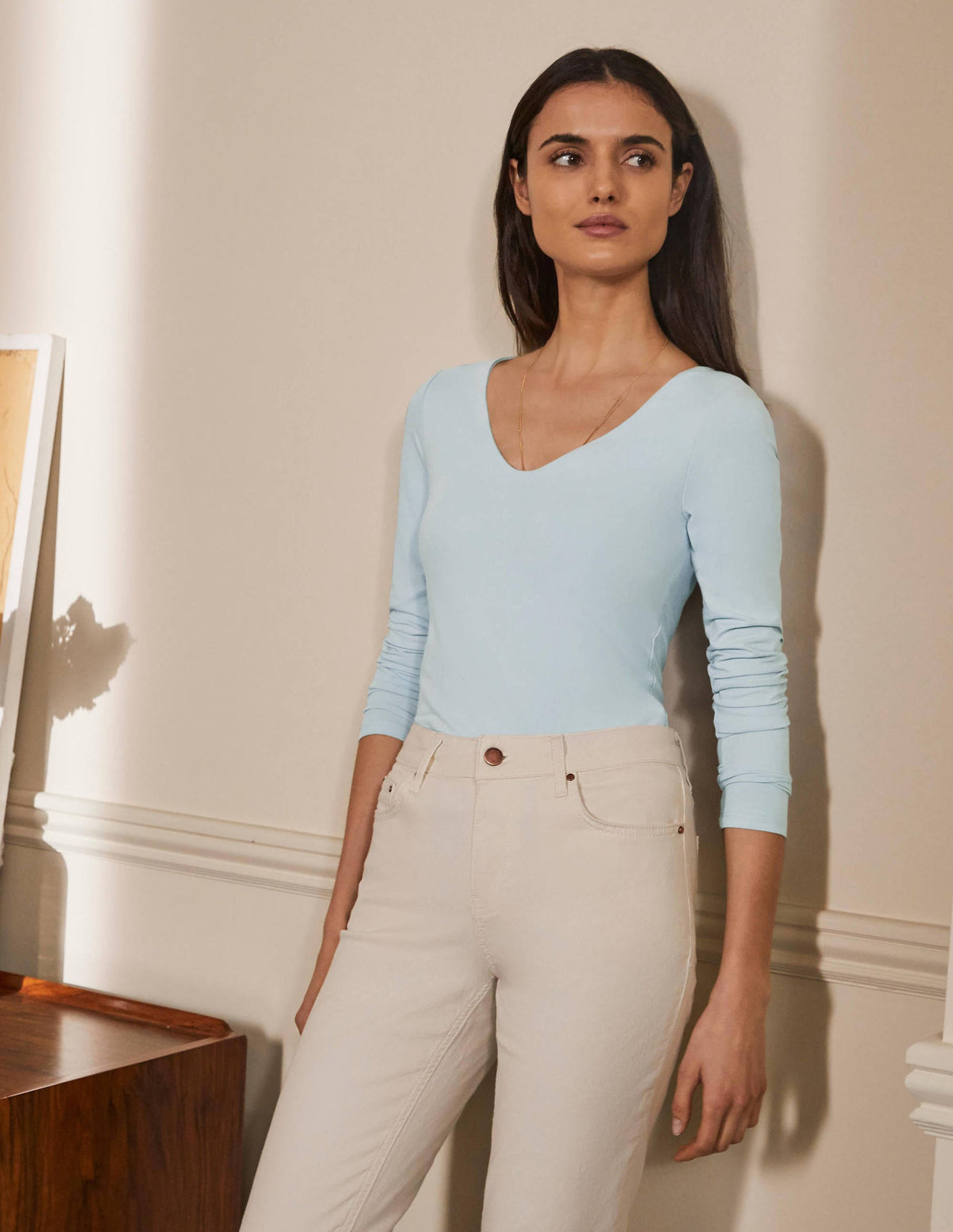 Double Layer V-neck Top-Surf - Image 1