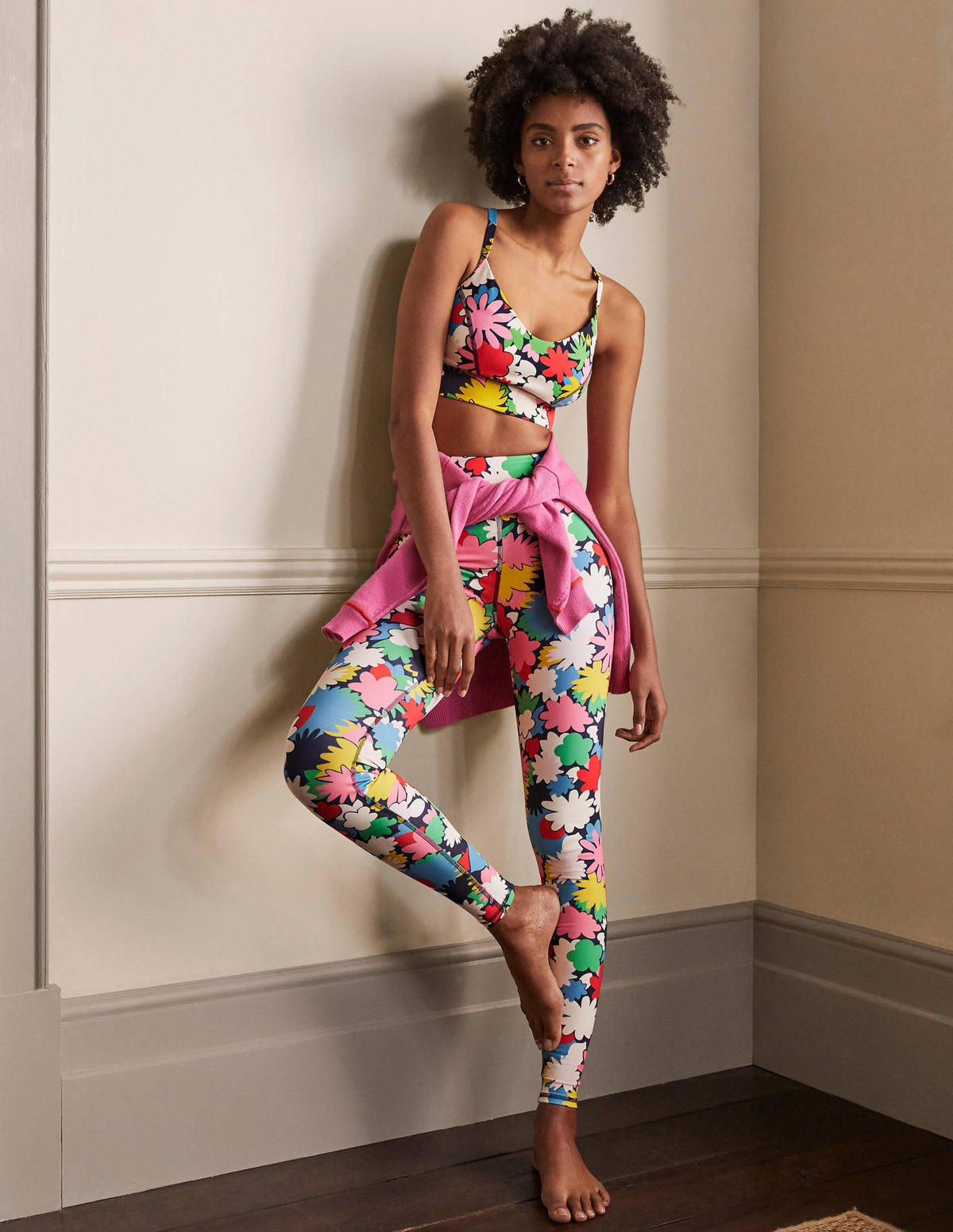 High Waisted Leggings-Navy, Paint Box-1