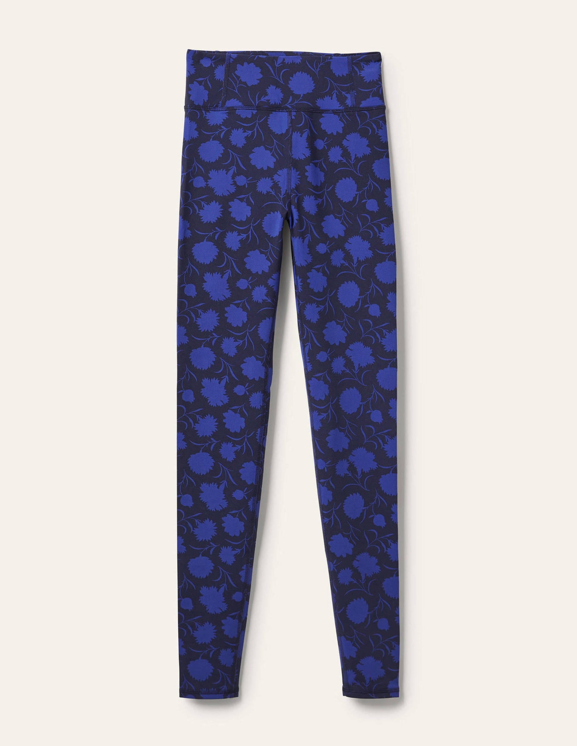 High Waisted Leggings-Persian Blue, Leafy Bud-5