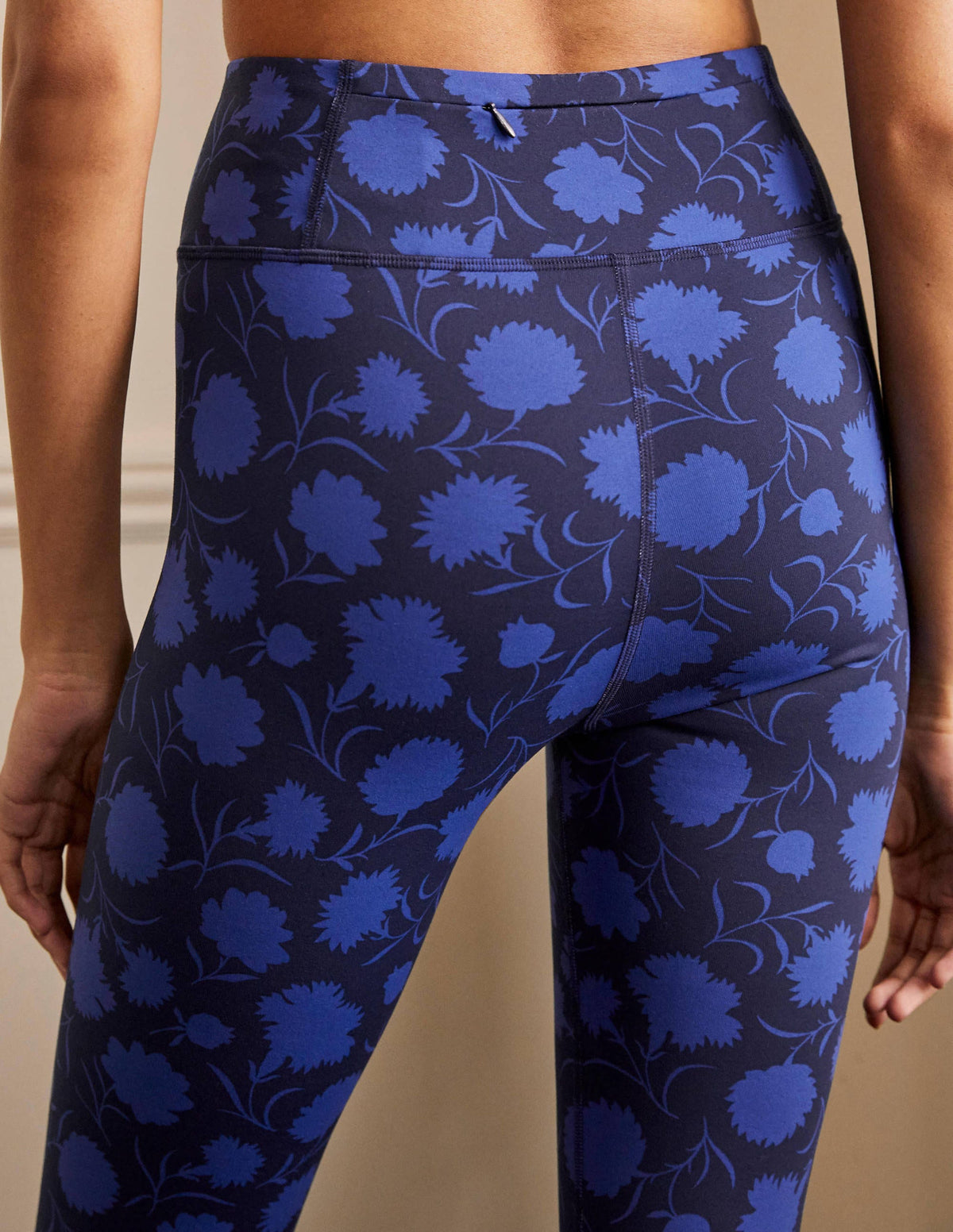 High Waisted Leggings-Persian Blue, Leafy Bud - Image 2