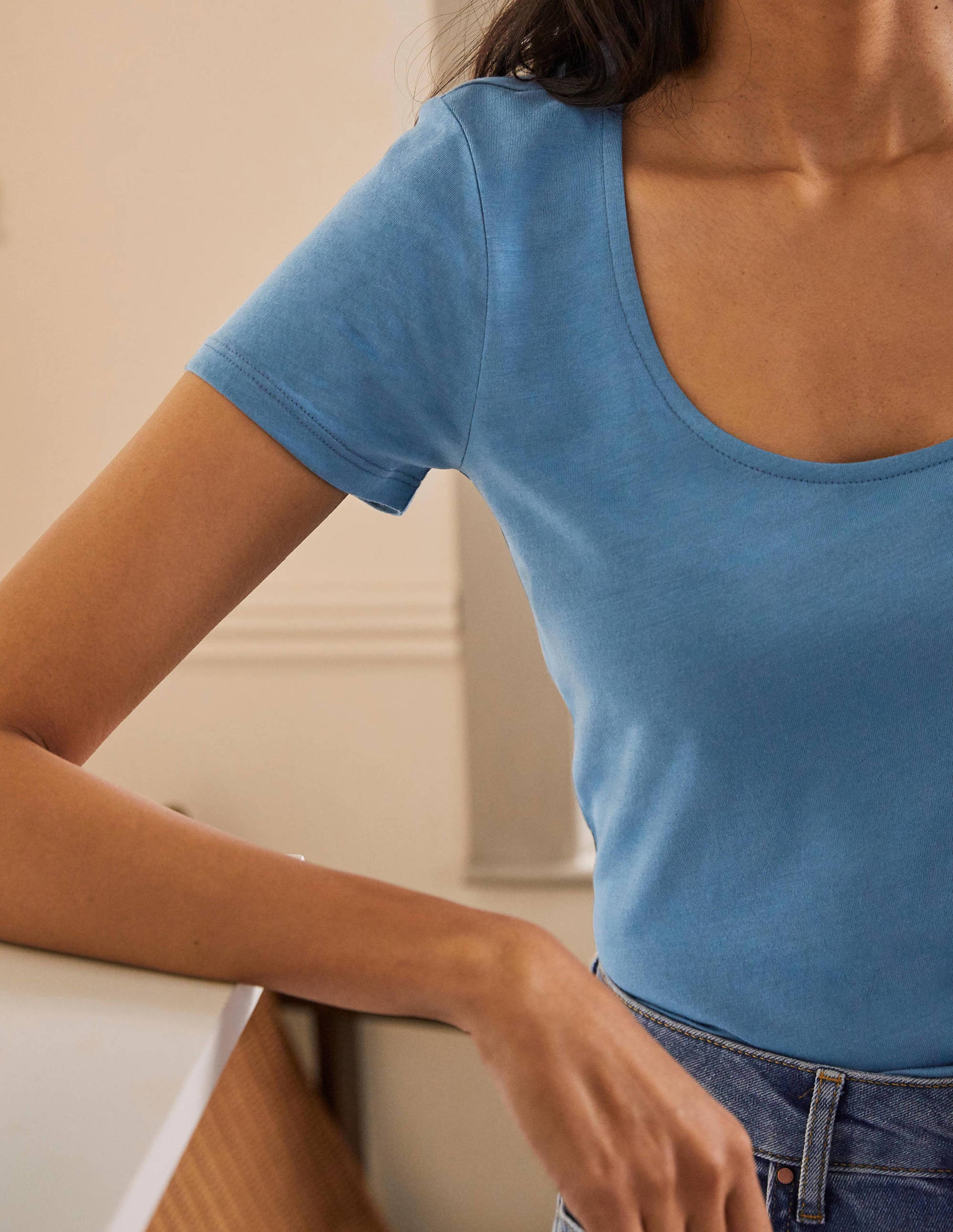 Supersoft Scoop Tee-Azure-2
