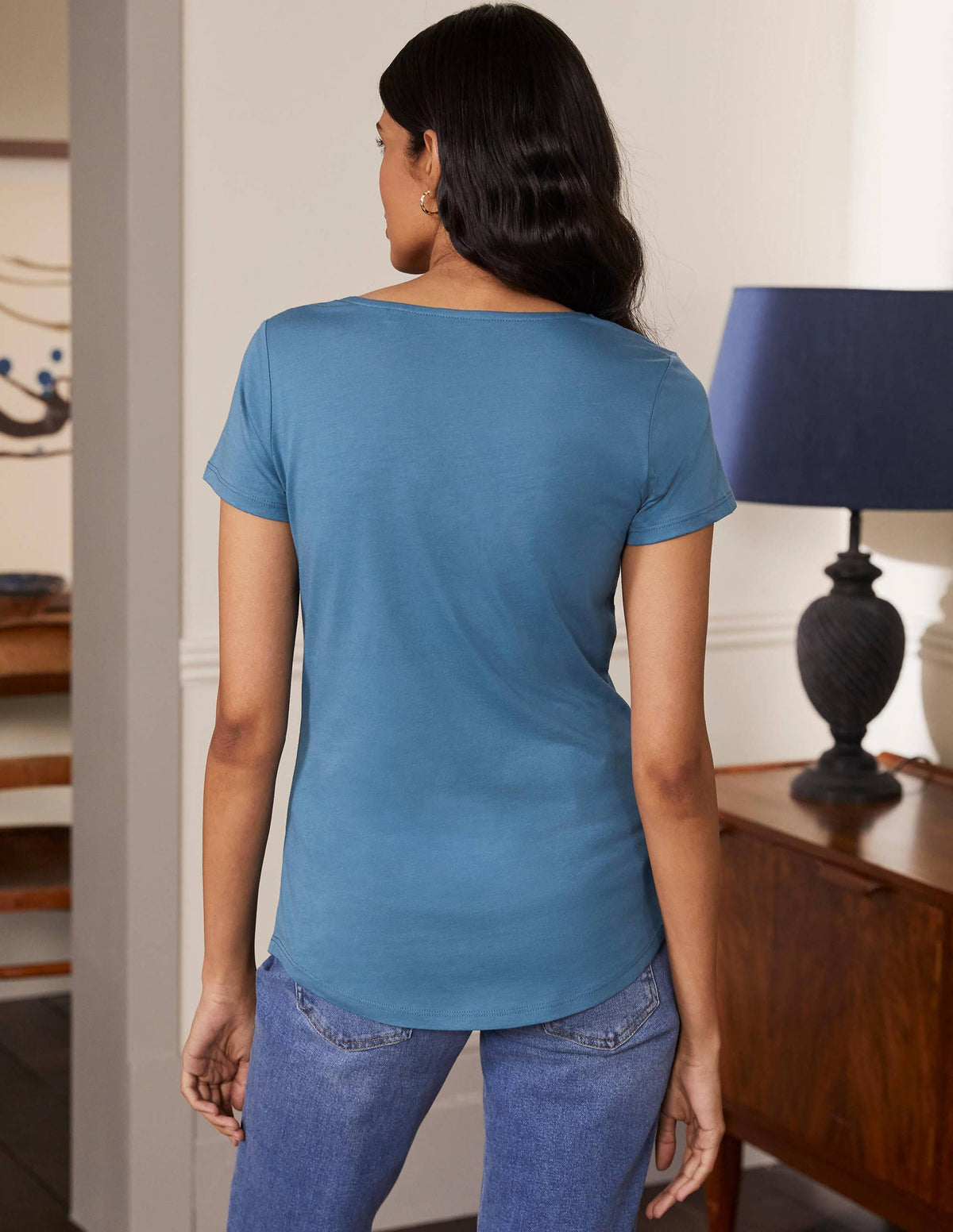 Supersoft Scoop Tee-Azure-3