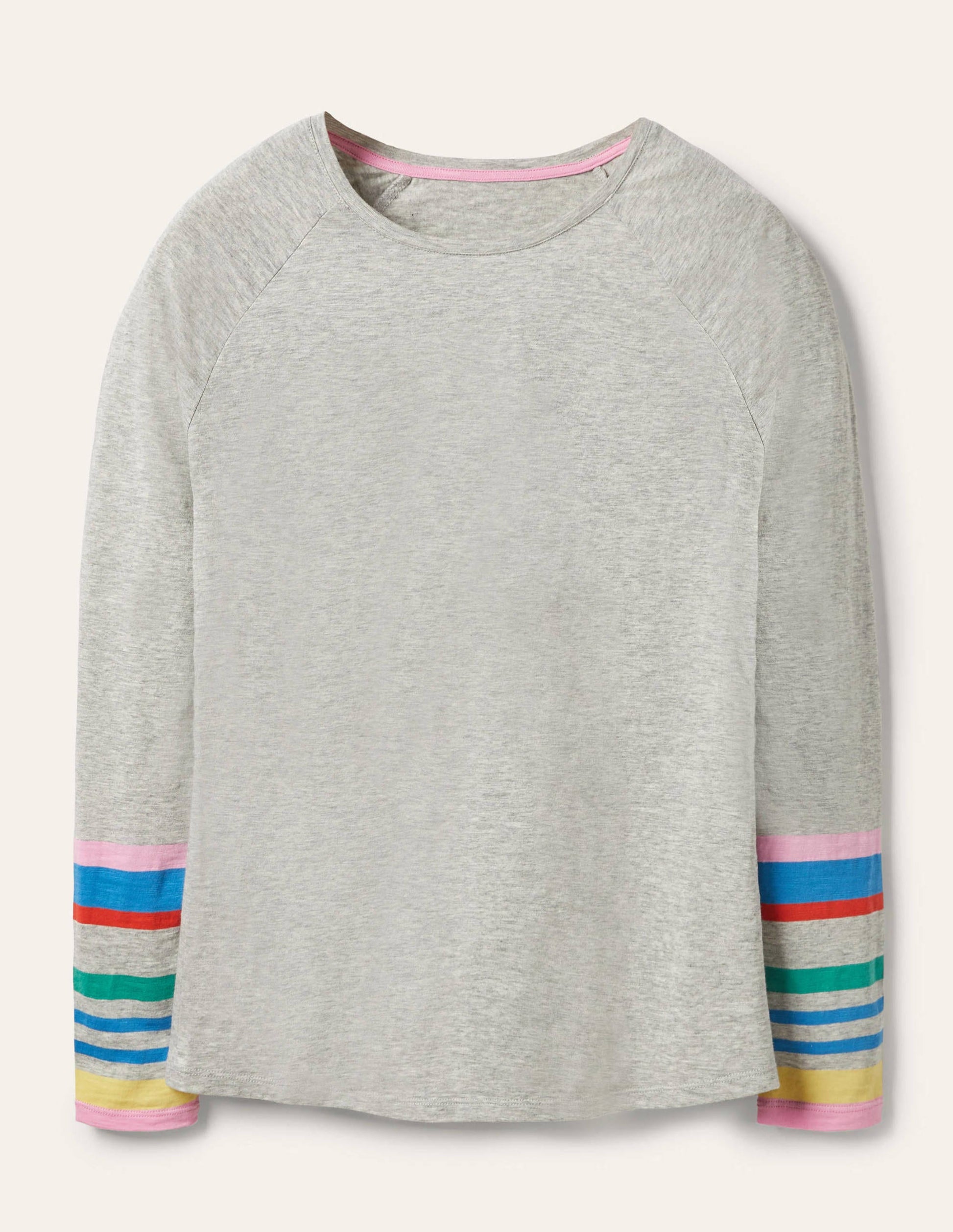 Lorna Baseball Top-Cherry Blossom, Grey Cuff-5