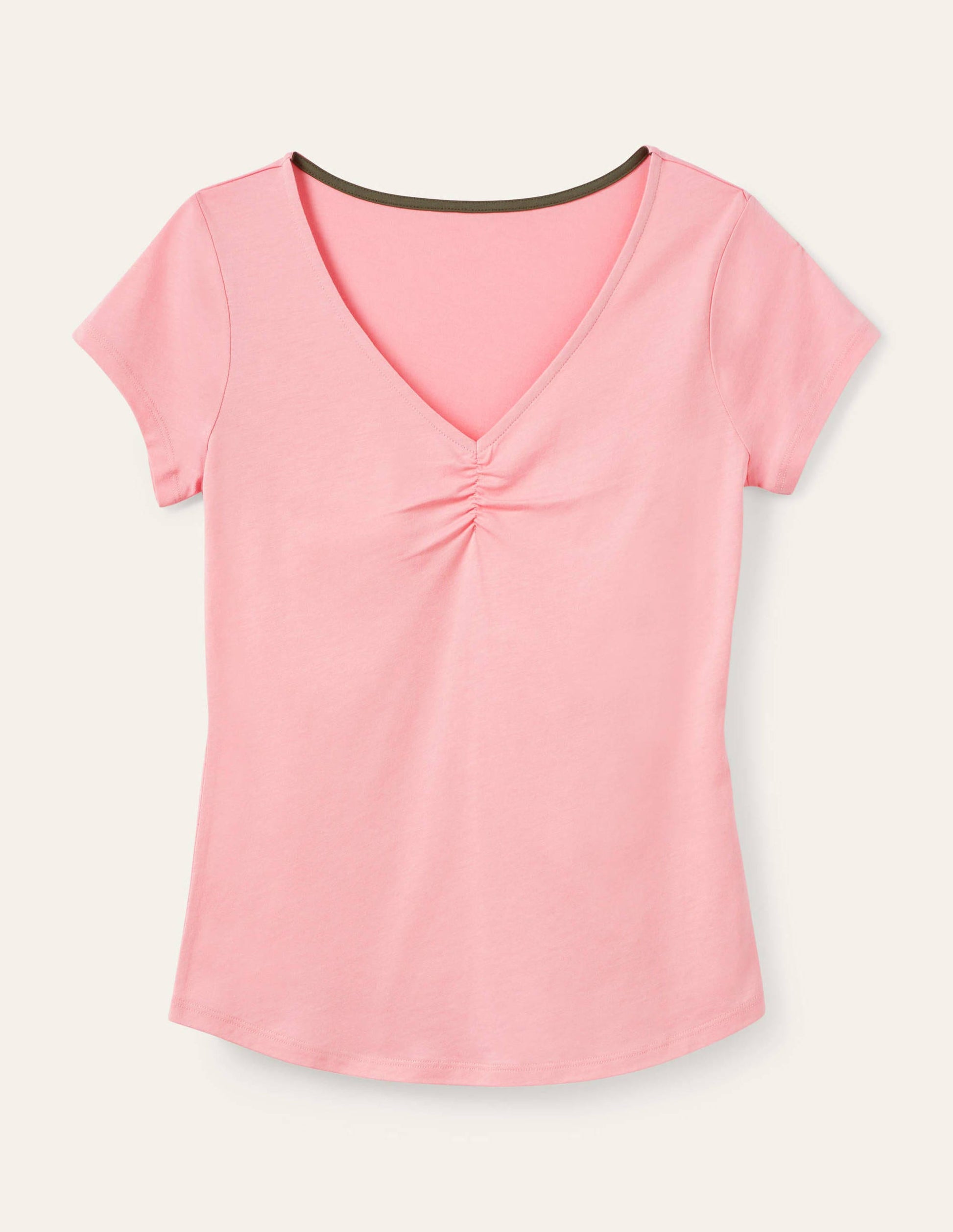 Supersoft Ruched V-neck Tee-Formica Pink-5