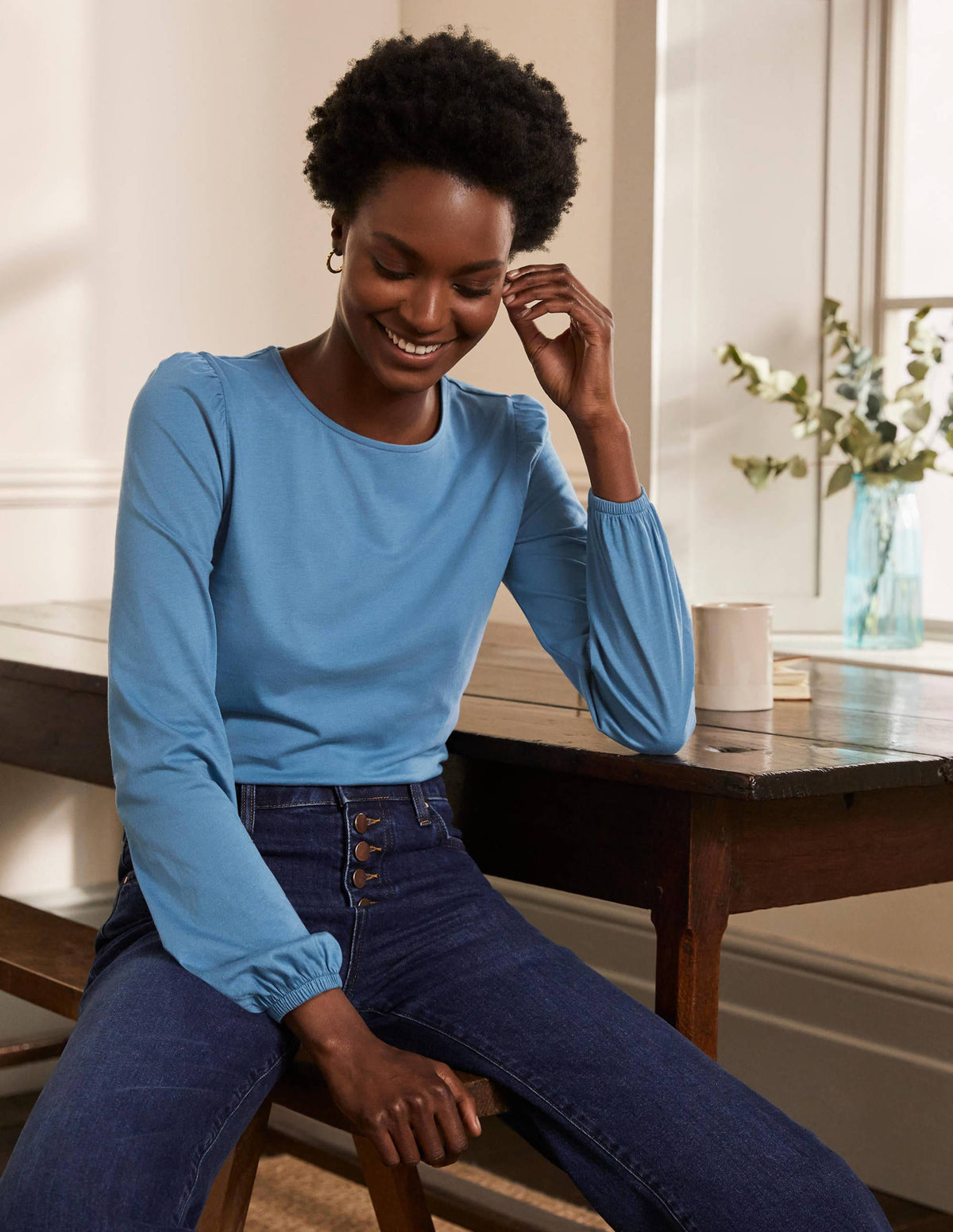 Supersoft Long Sleeve Top-Azure - Image 1