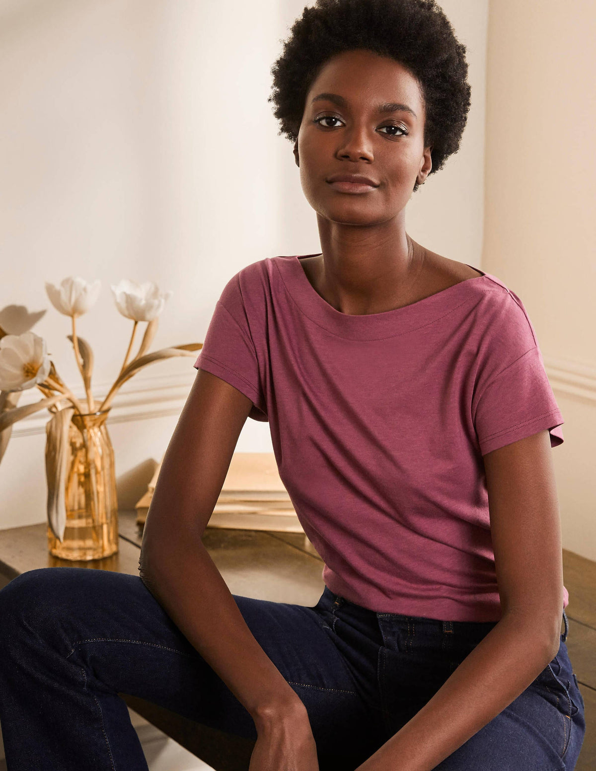 Supersoft Boat Neck T-Shirt-Figgy Pudding - Image 1