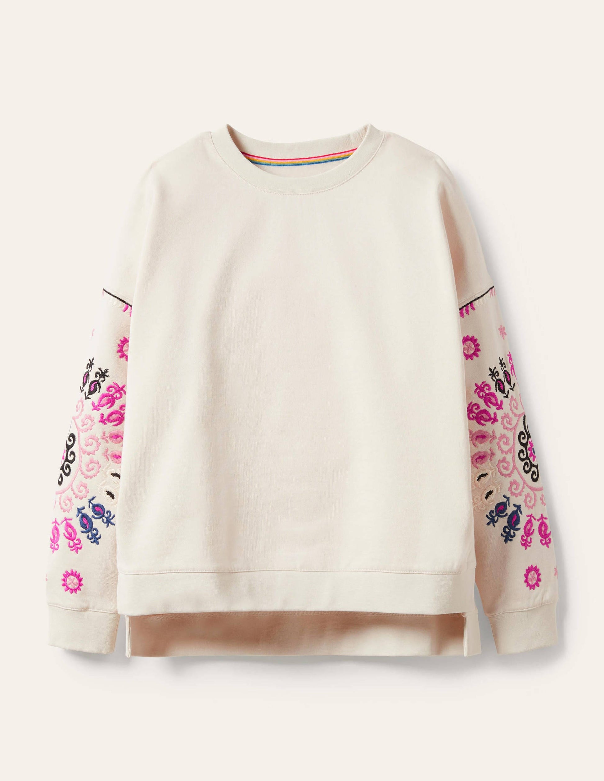 Interest Sweatshirt-Ivory, Multi Embroidery-5