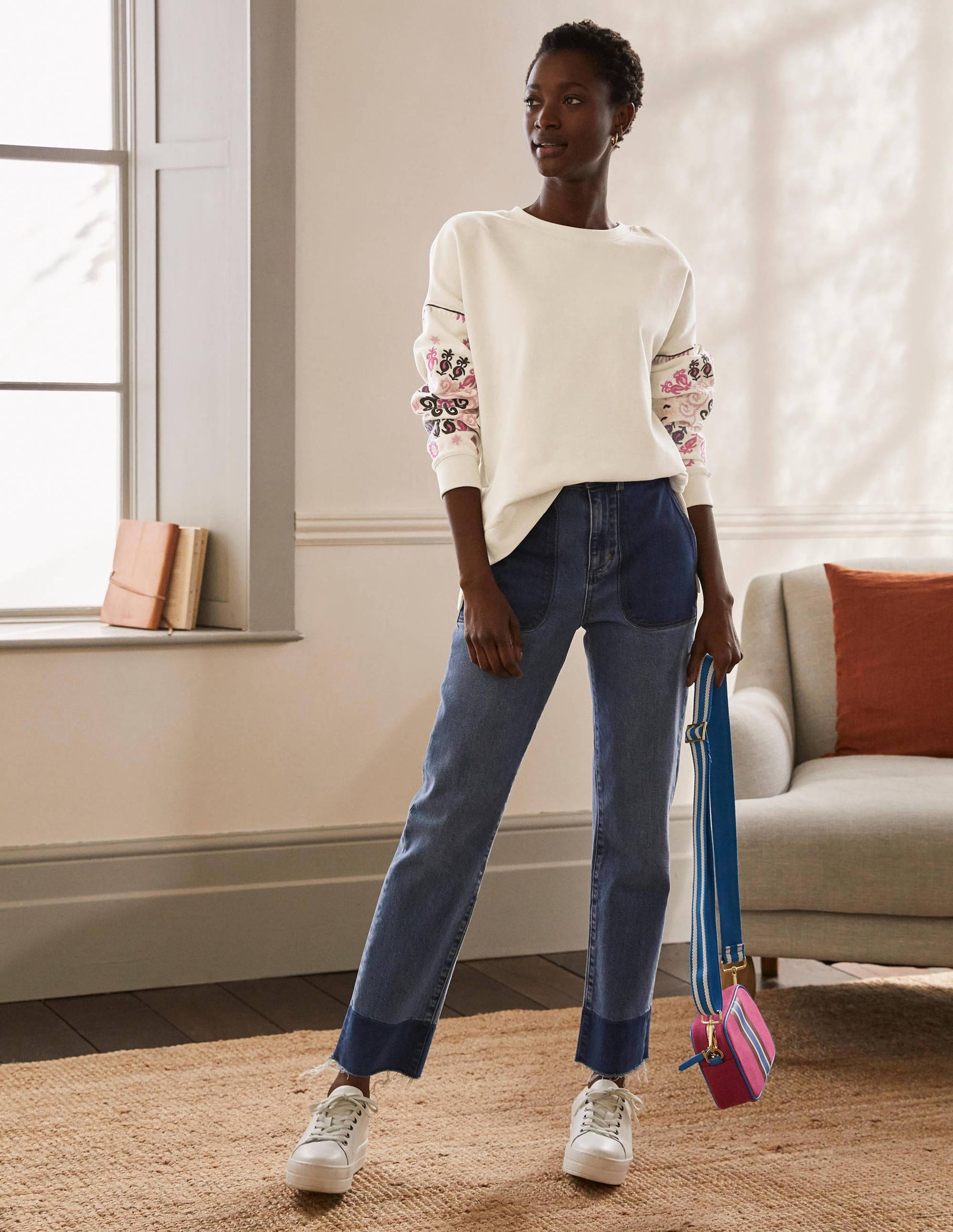 Interest Sweatshirt-Ivory, Multi Embroidery-4