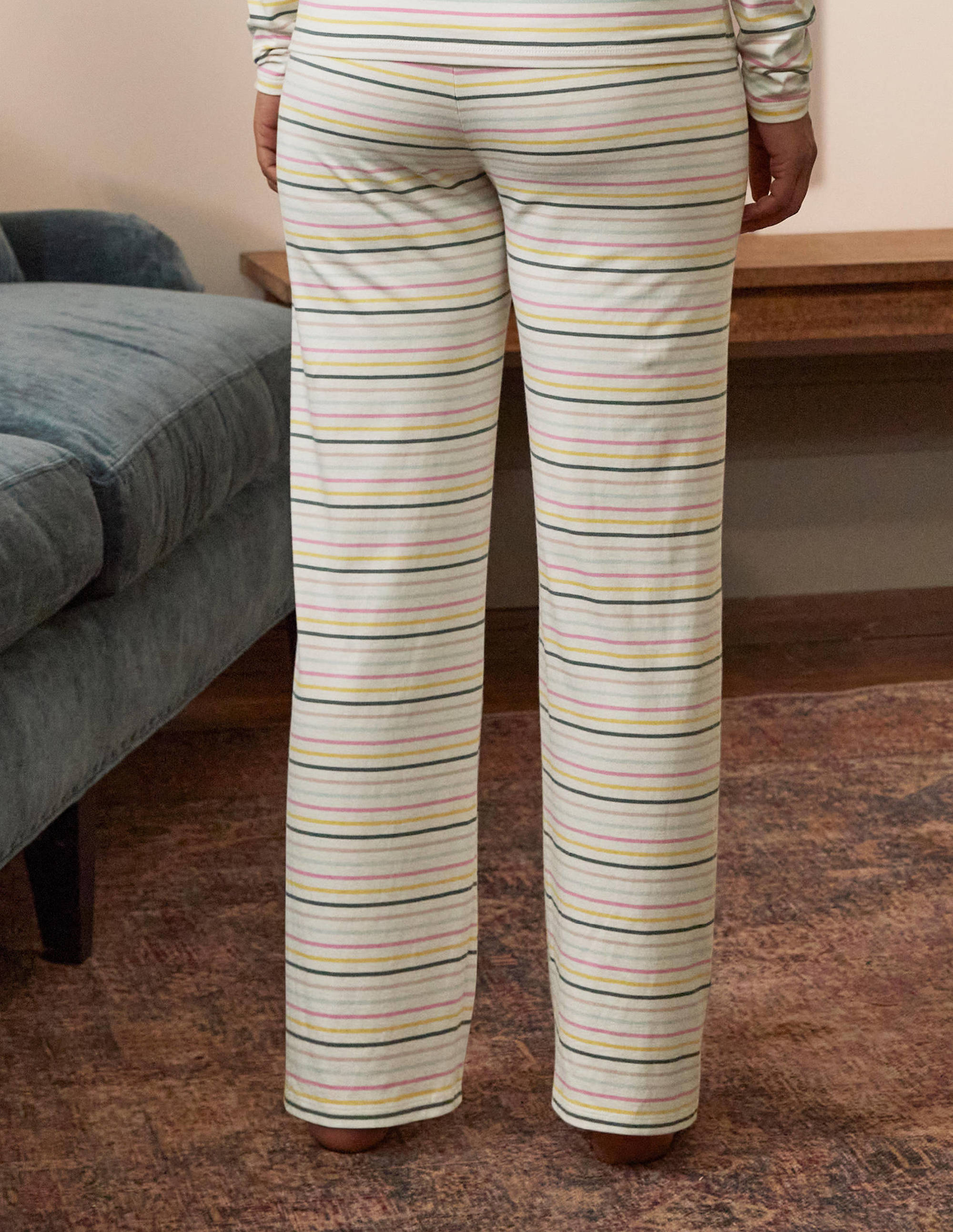 Emma Pajama Bottoms-Pale Lemon and Heath Stripe - Image 3