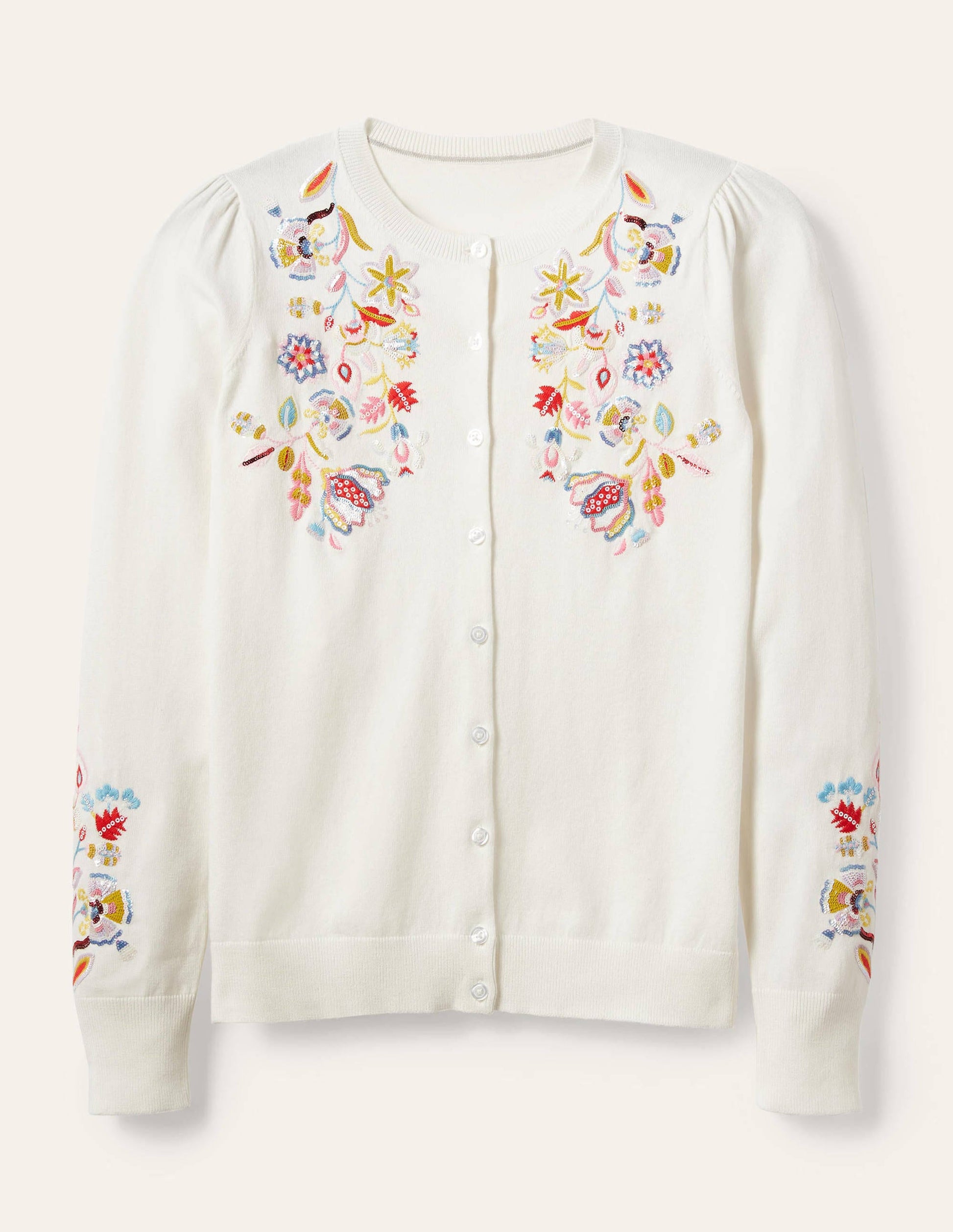 Somerset Embroidered Cardigan-Ivory-5