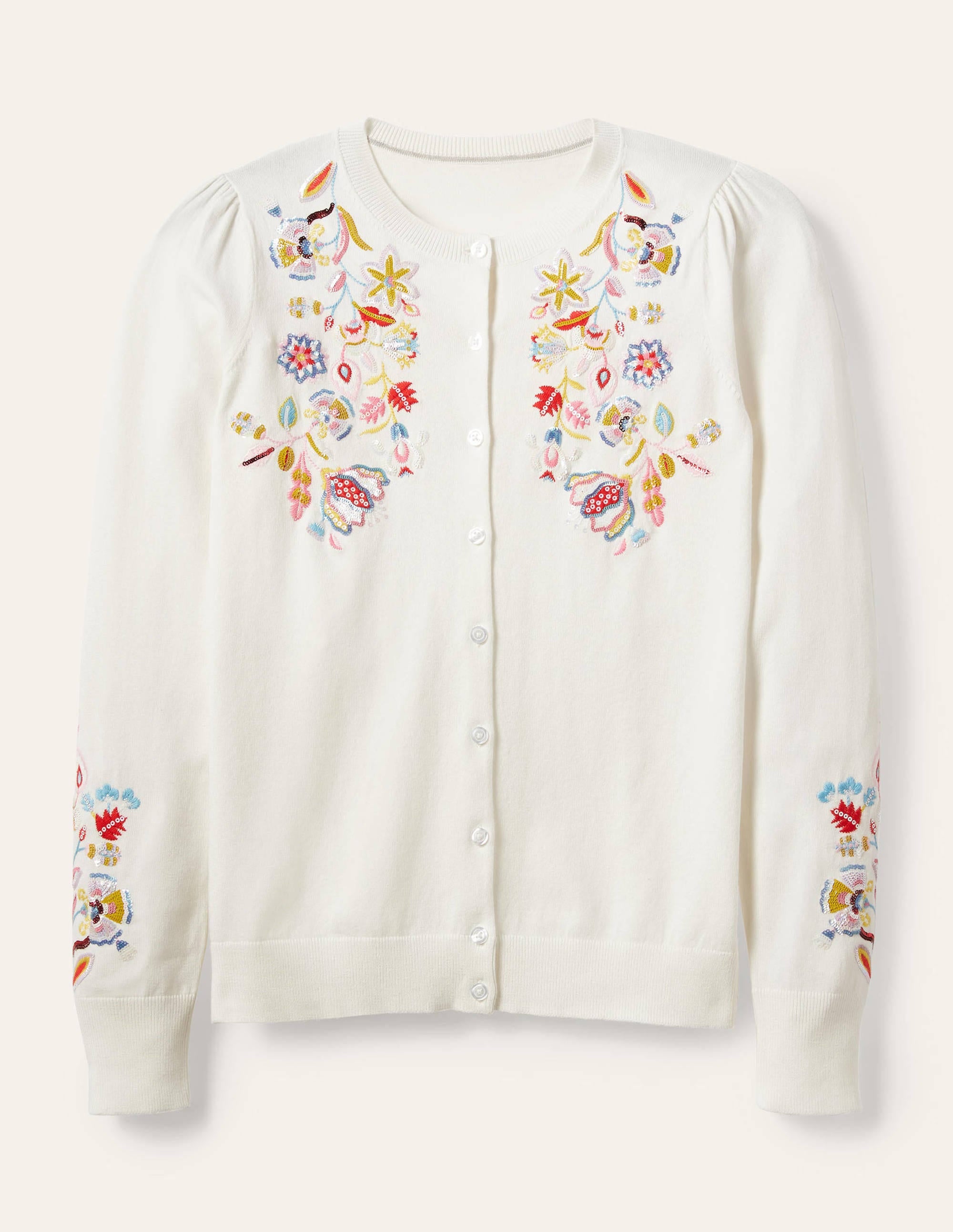 Somerset Embroidered Cardigan-Ivory - Image 5