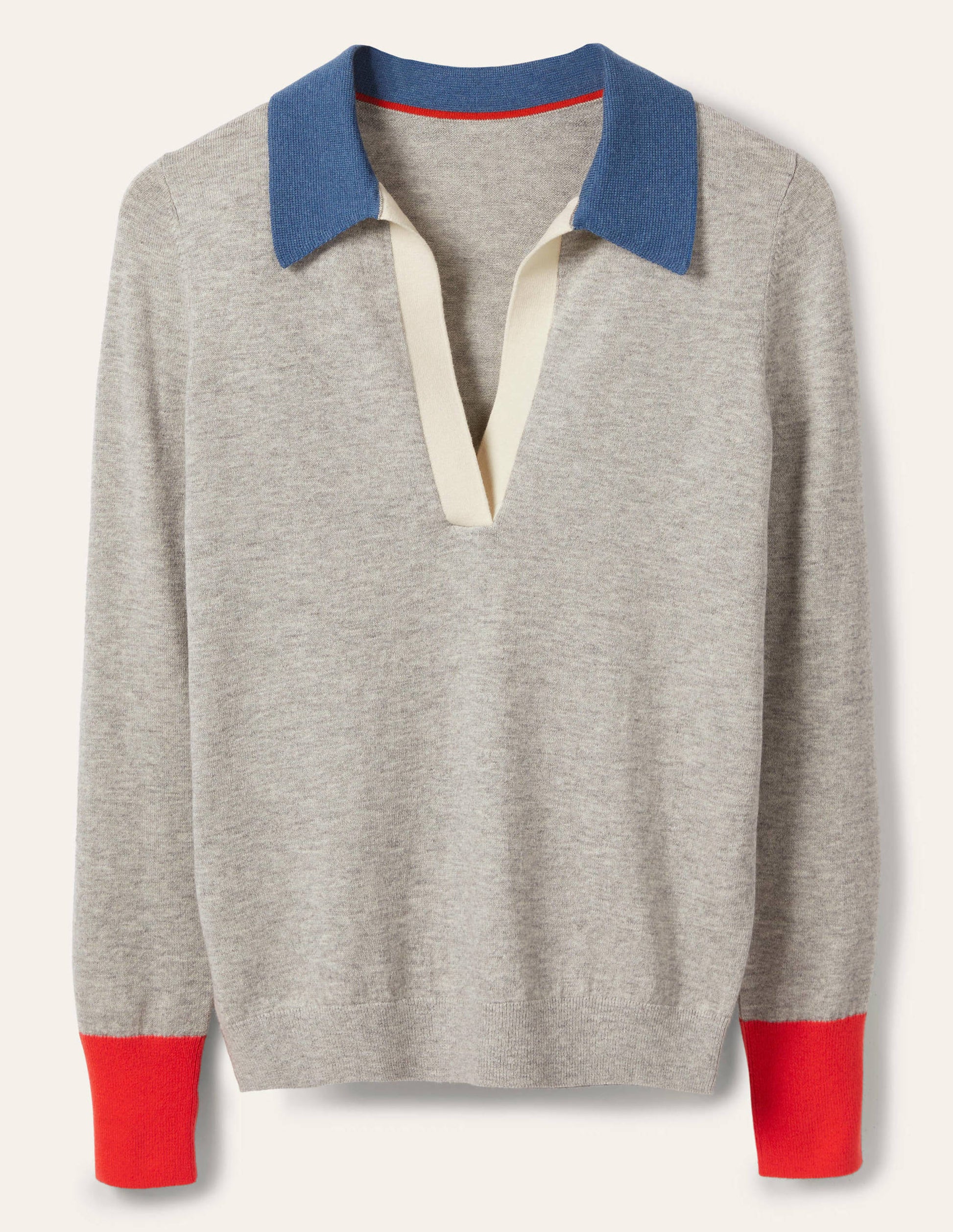 Collar Sweater-Grey Melange-5