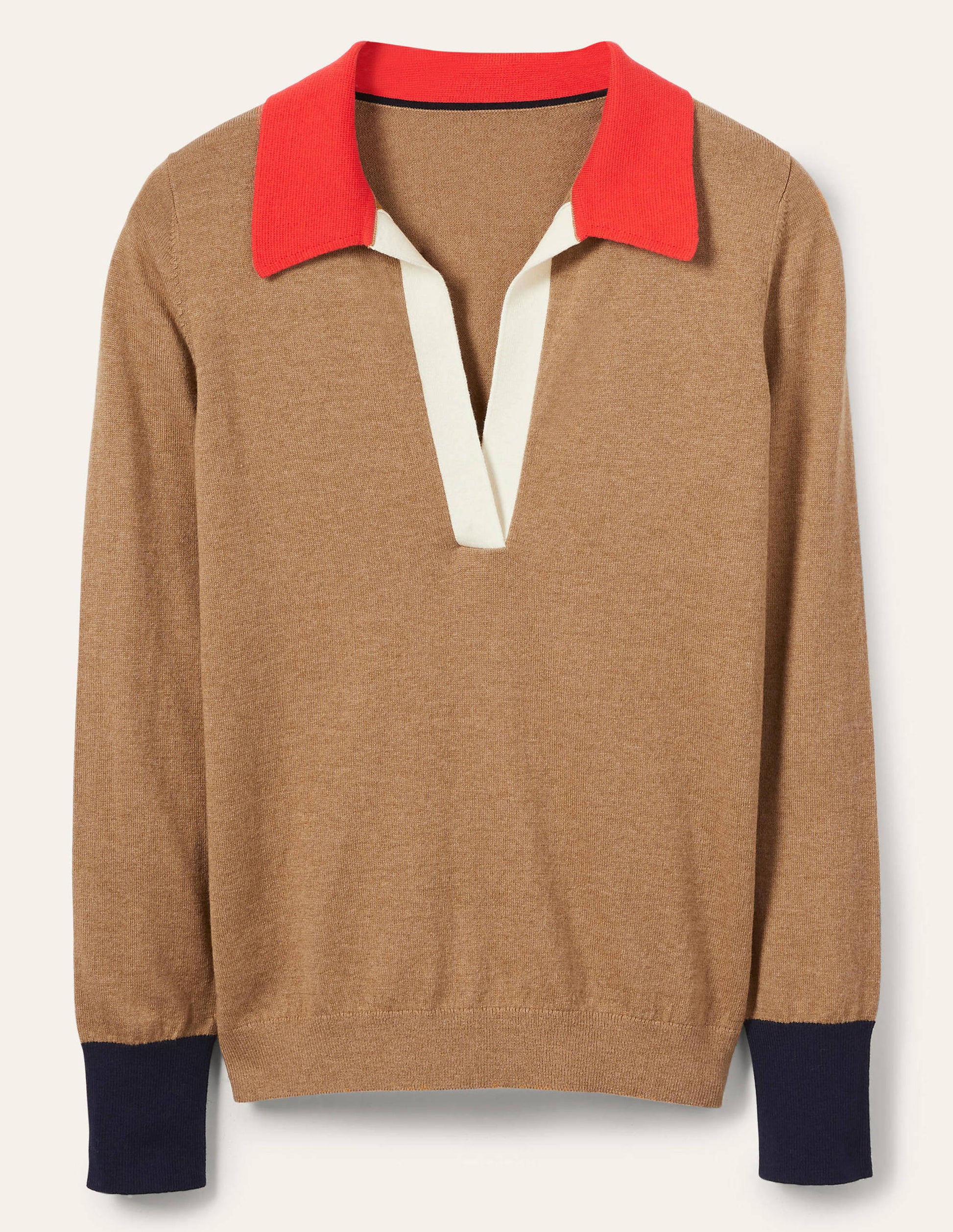 Collar Sweater-Camel Melange-5