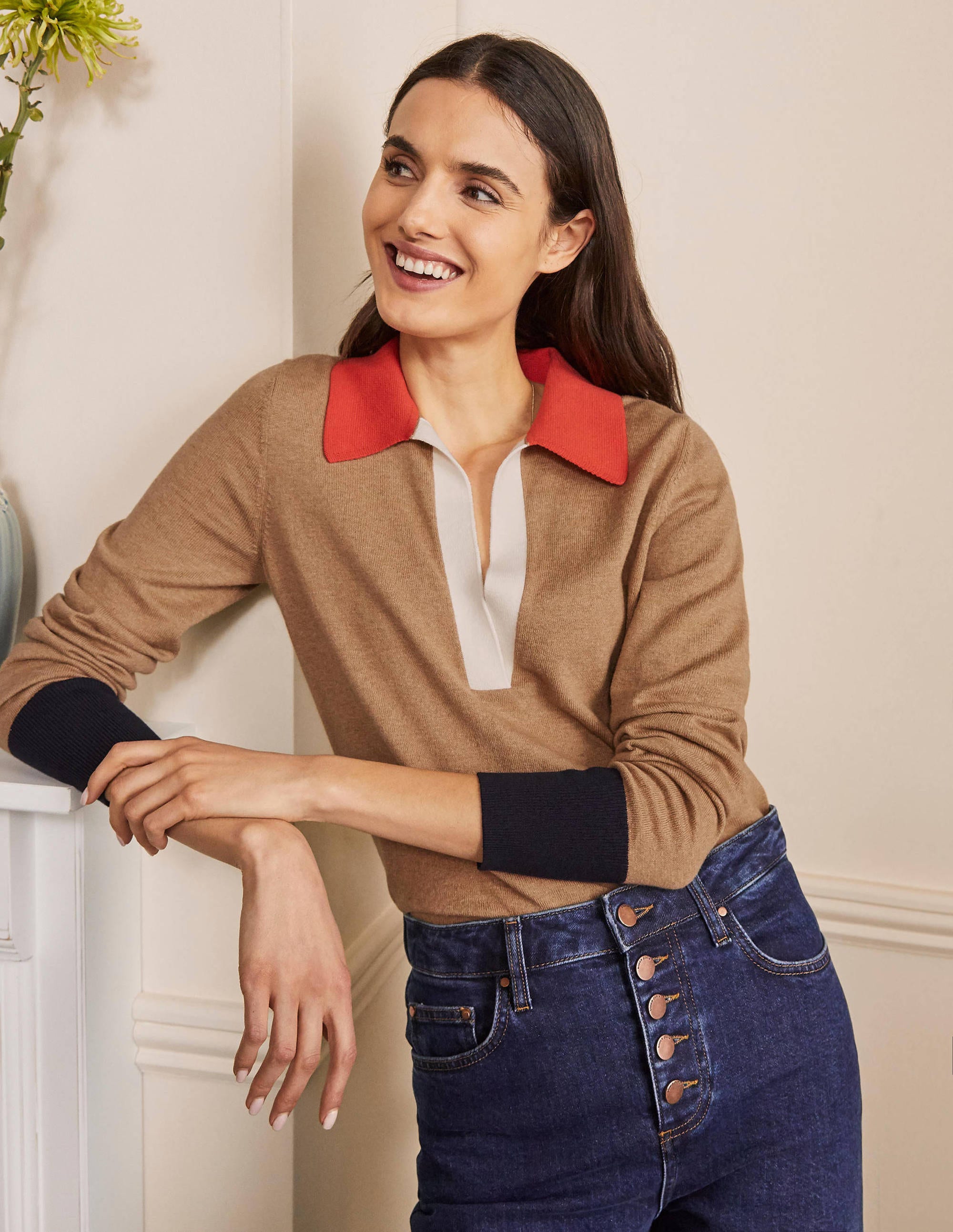 Collar Sweater-Camel Melange - Image 1