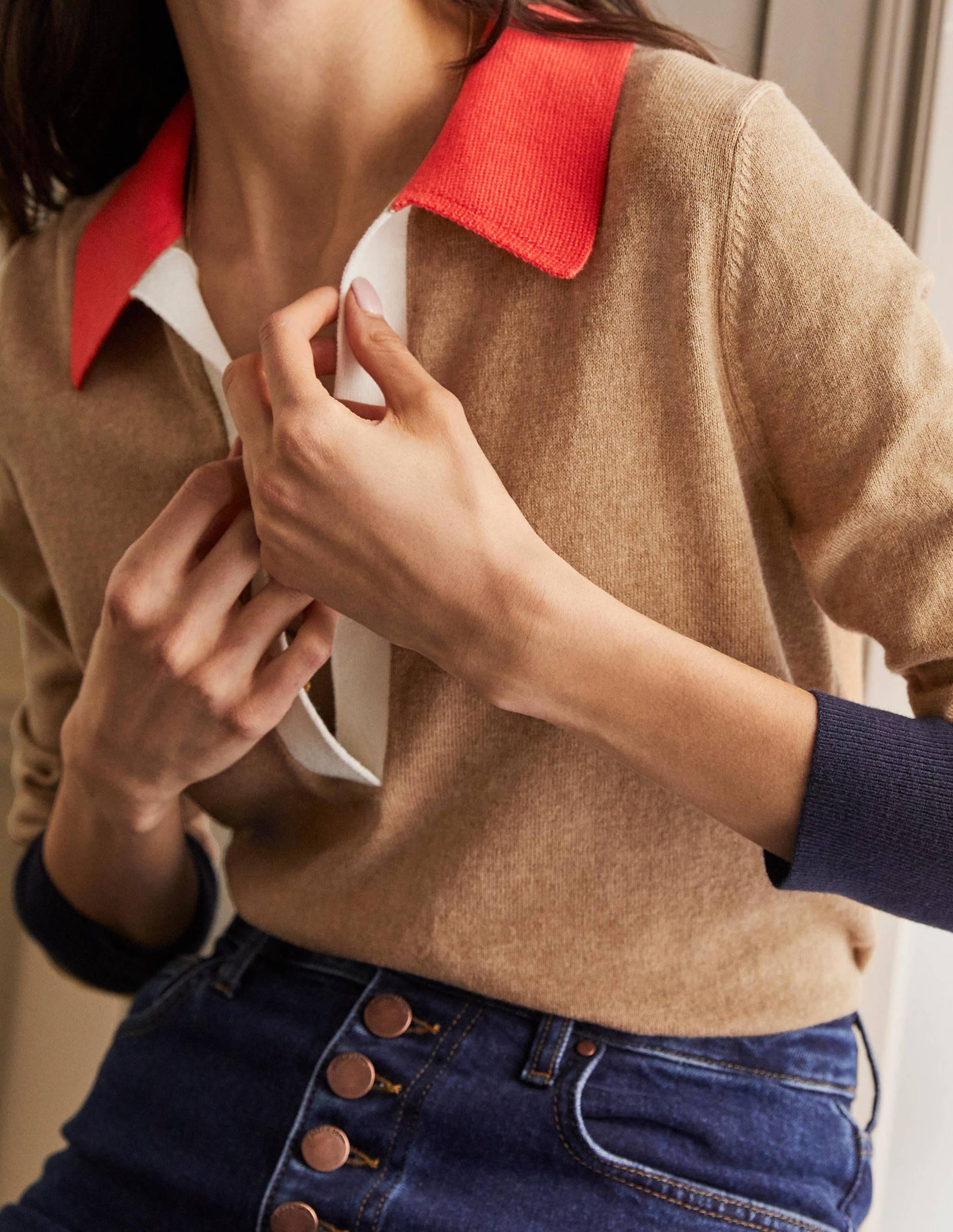 Collar Sweater-Camel Melange-2
