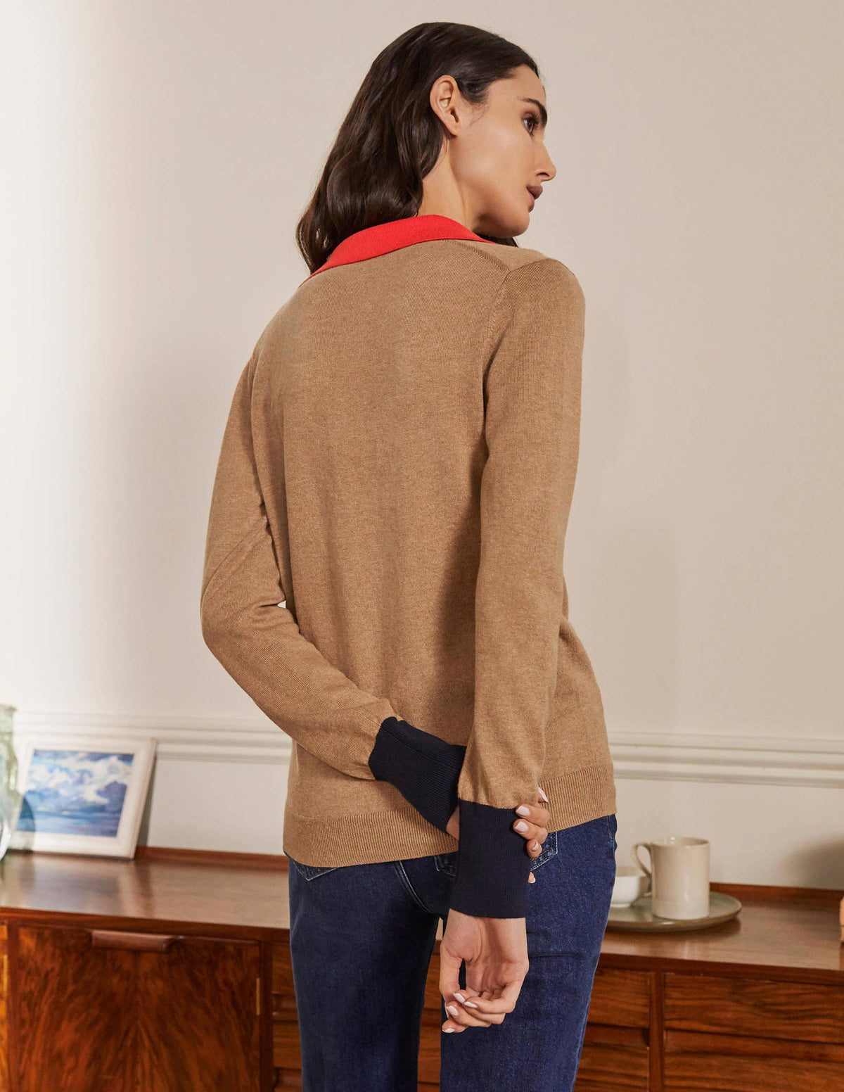 Collar Sweater-Camel Melange-3