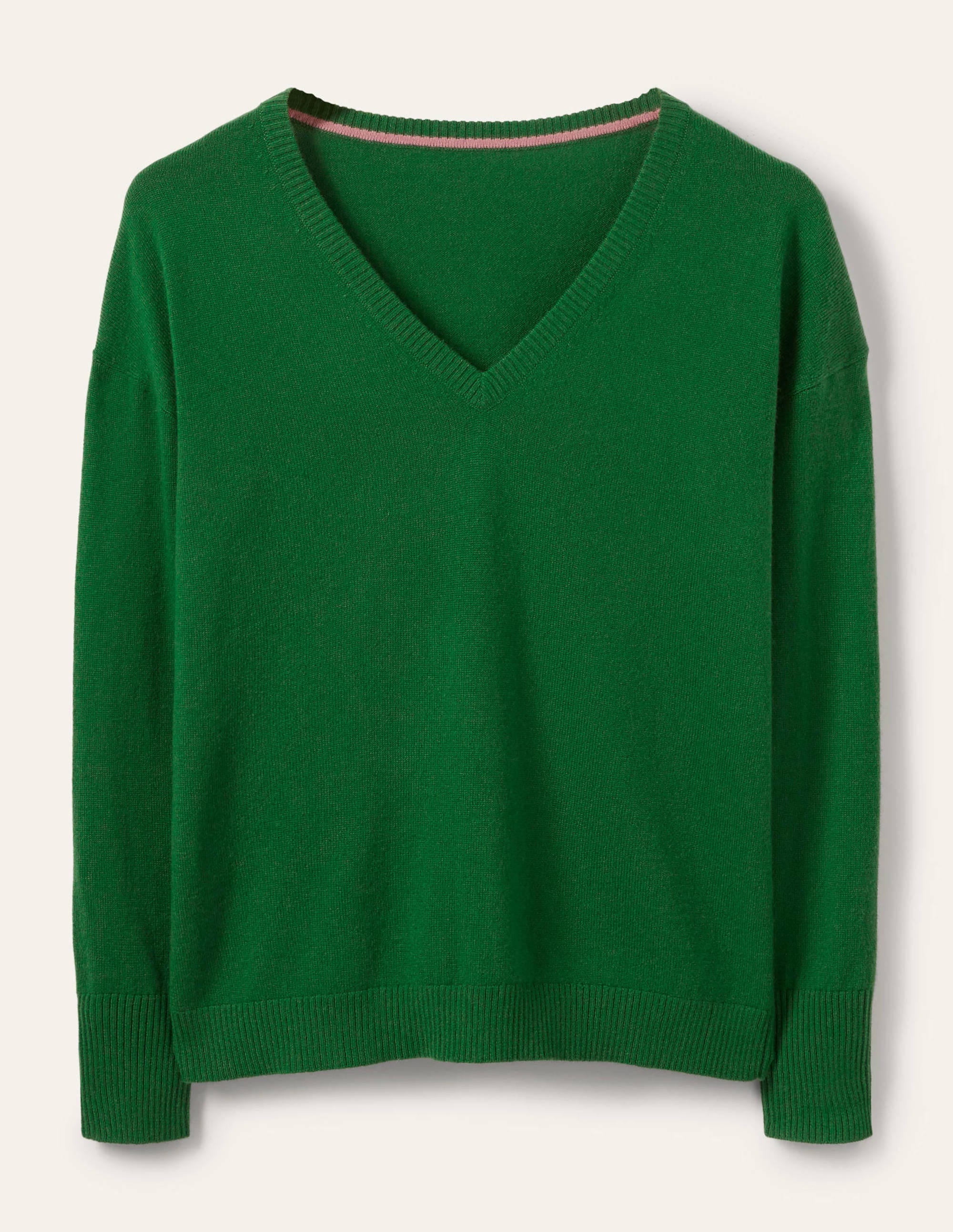 Cashmere V-neck Relax Jumper-Emerald Green - Image 5