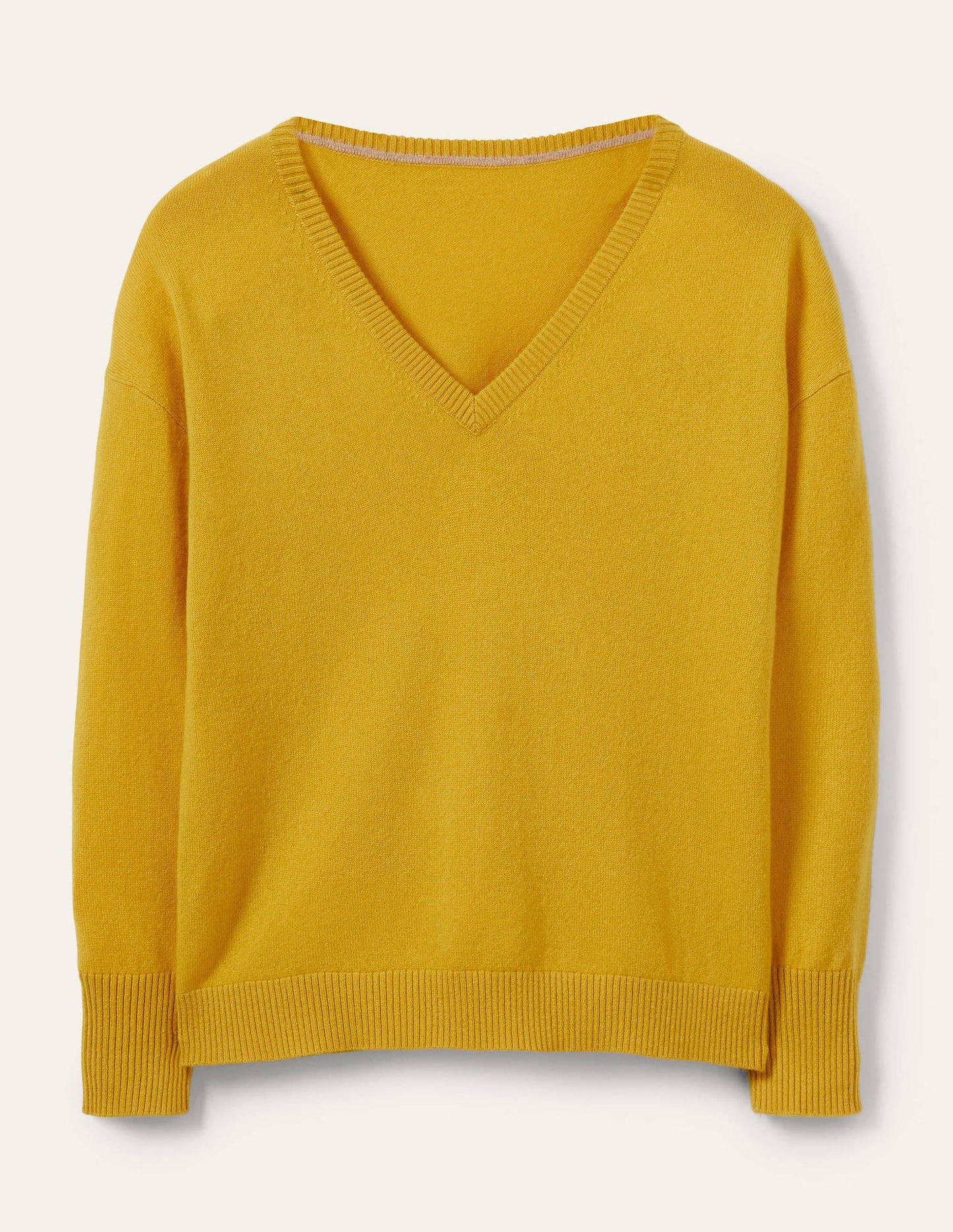 Cashmere V-neck Relax Jumper-Citrine Yellow