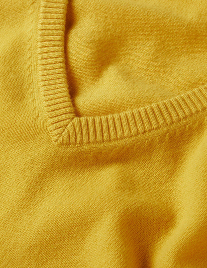 Cashmere V-neck Relax Jumper-Citrine Yellow-6