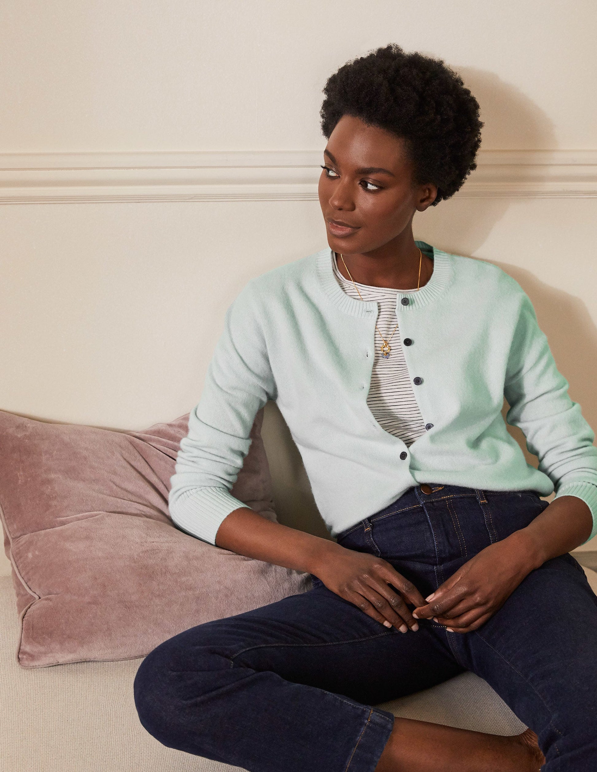 Cashmere Cardigan-Mint Blue-1