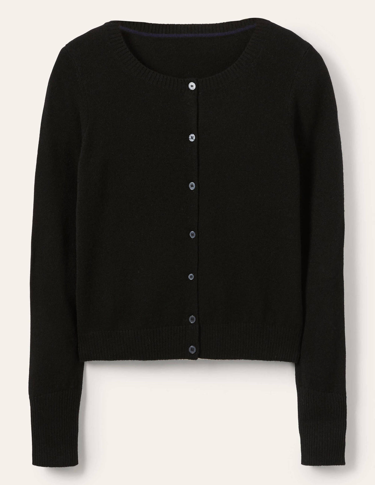Cashmere Cropped Cardigan-Black-5