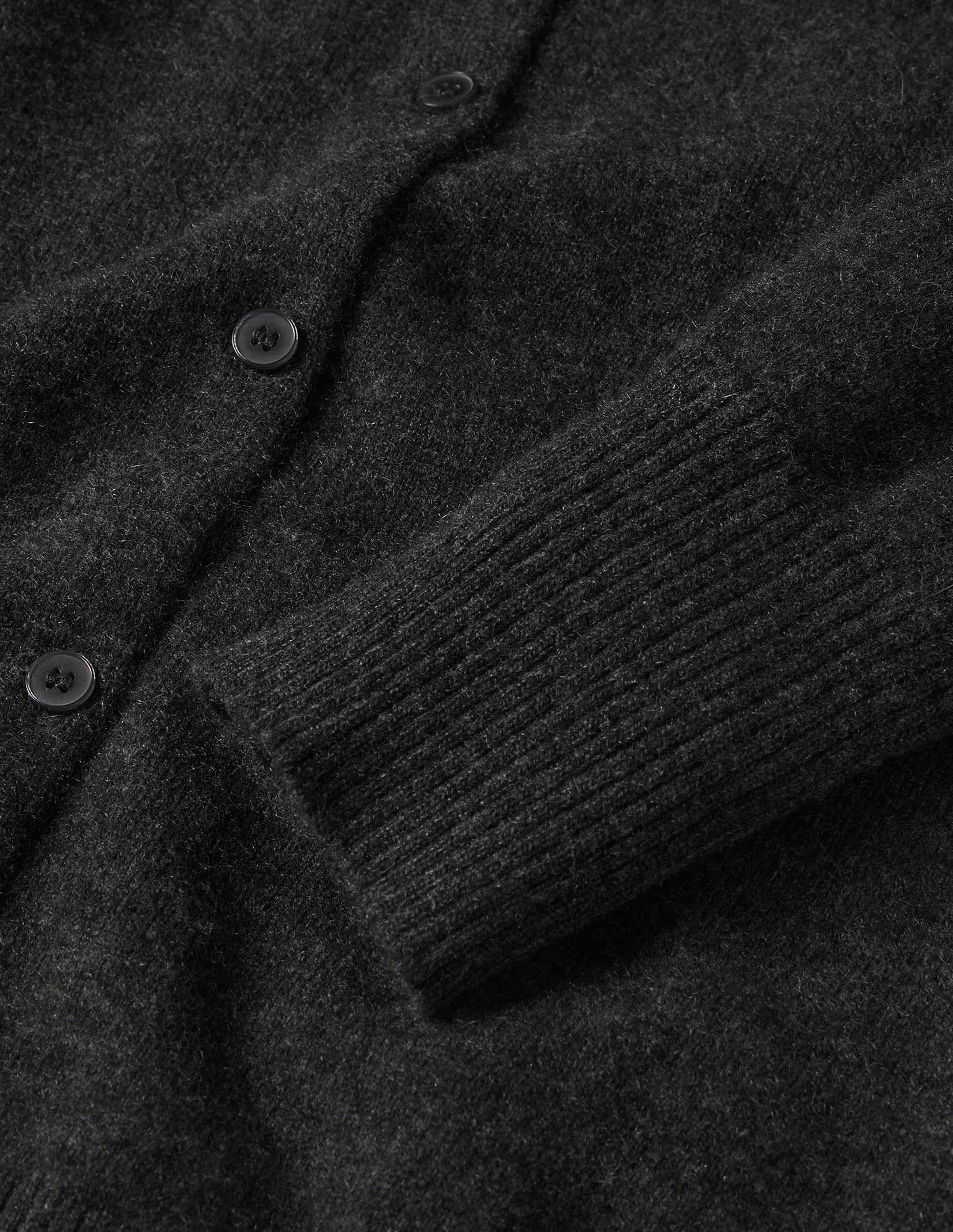 Cashmere Cropped Cardigan-Charcoal Melange-5