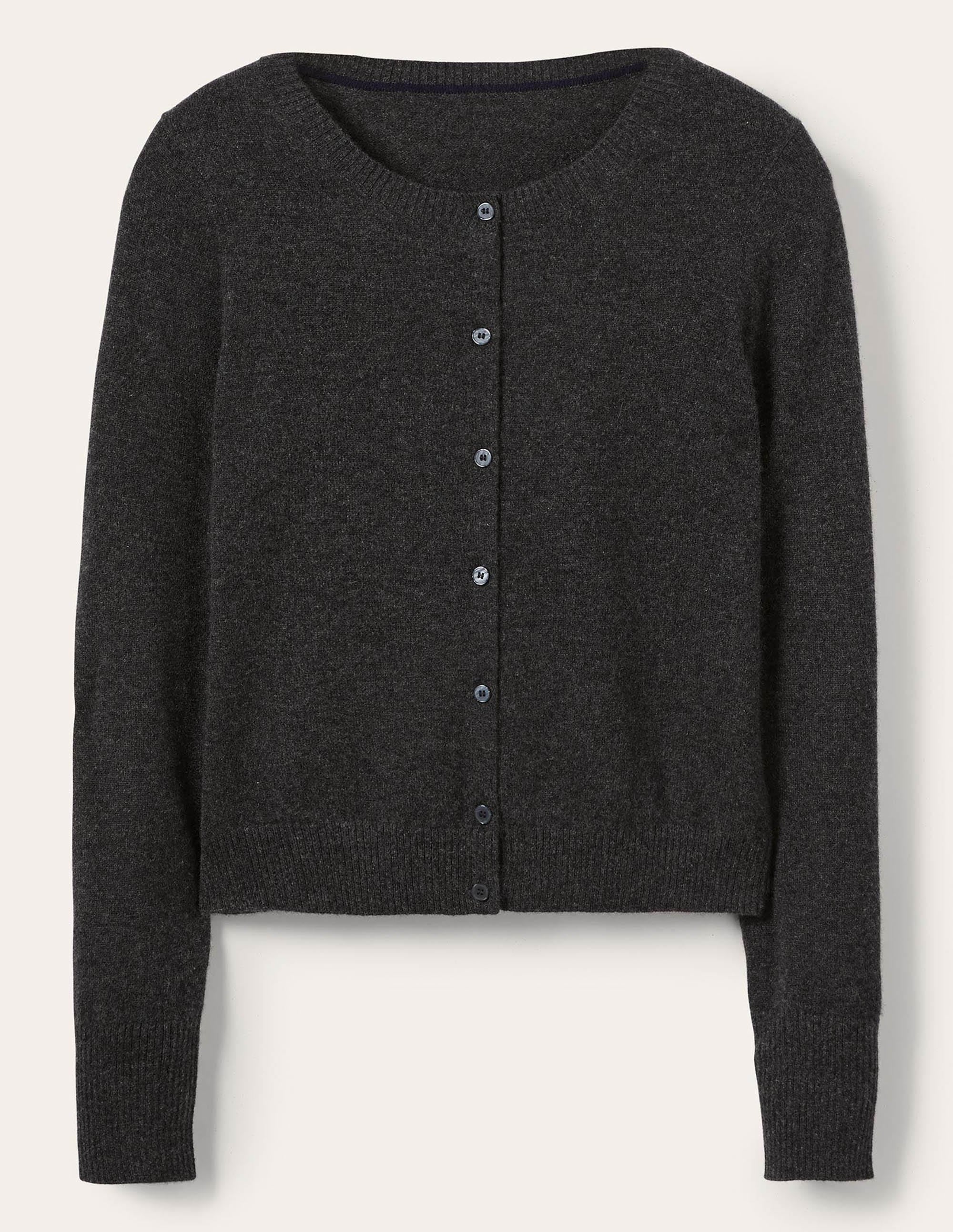 Cashmere Cropped Cardigan-Charcoal Melange - Image 7