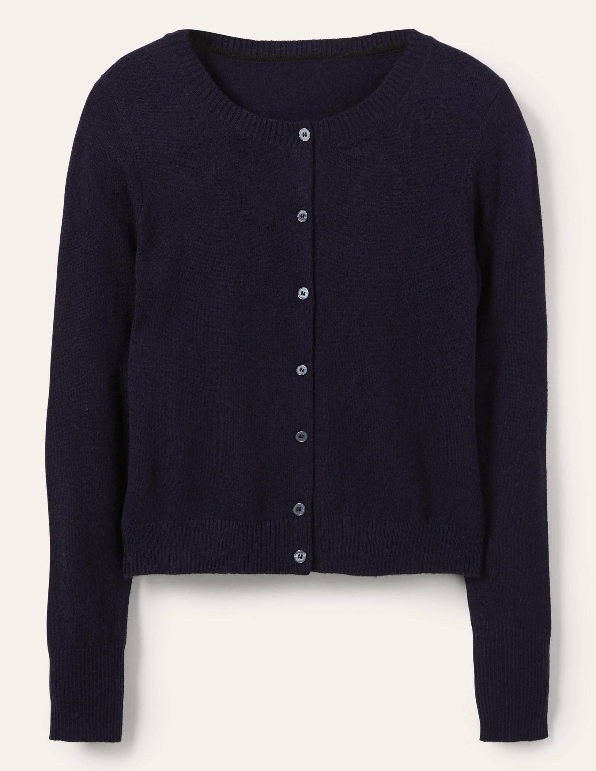 Cashmere Cropped Cardigan-Navy-5