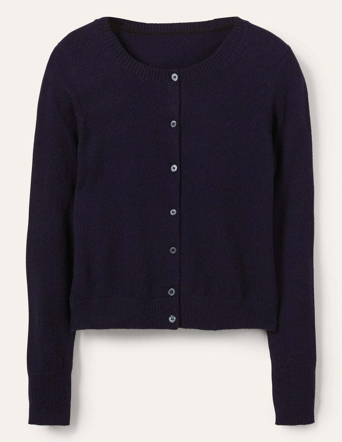 Cashmere Cropped Cardigan-Navy - Image 5