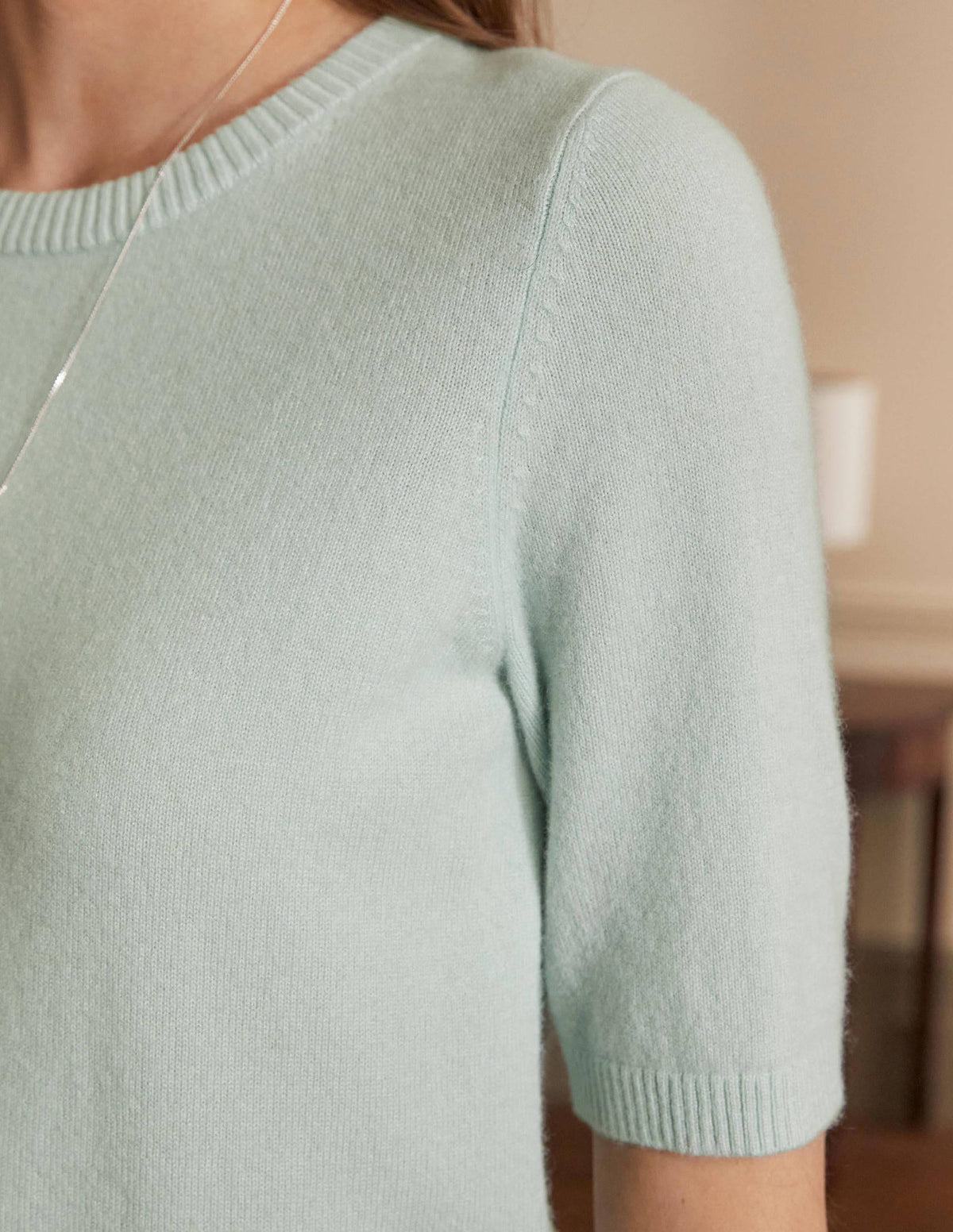Cashmere Knitted Top-Aquamarine Blue-2