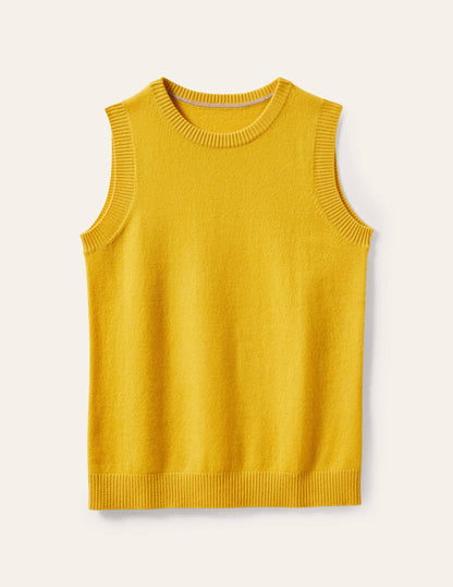 Cashmere Knitted Sweater Vest-Citrine Yellow-5