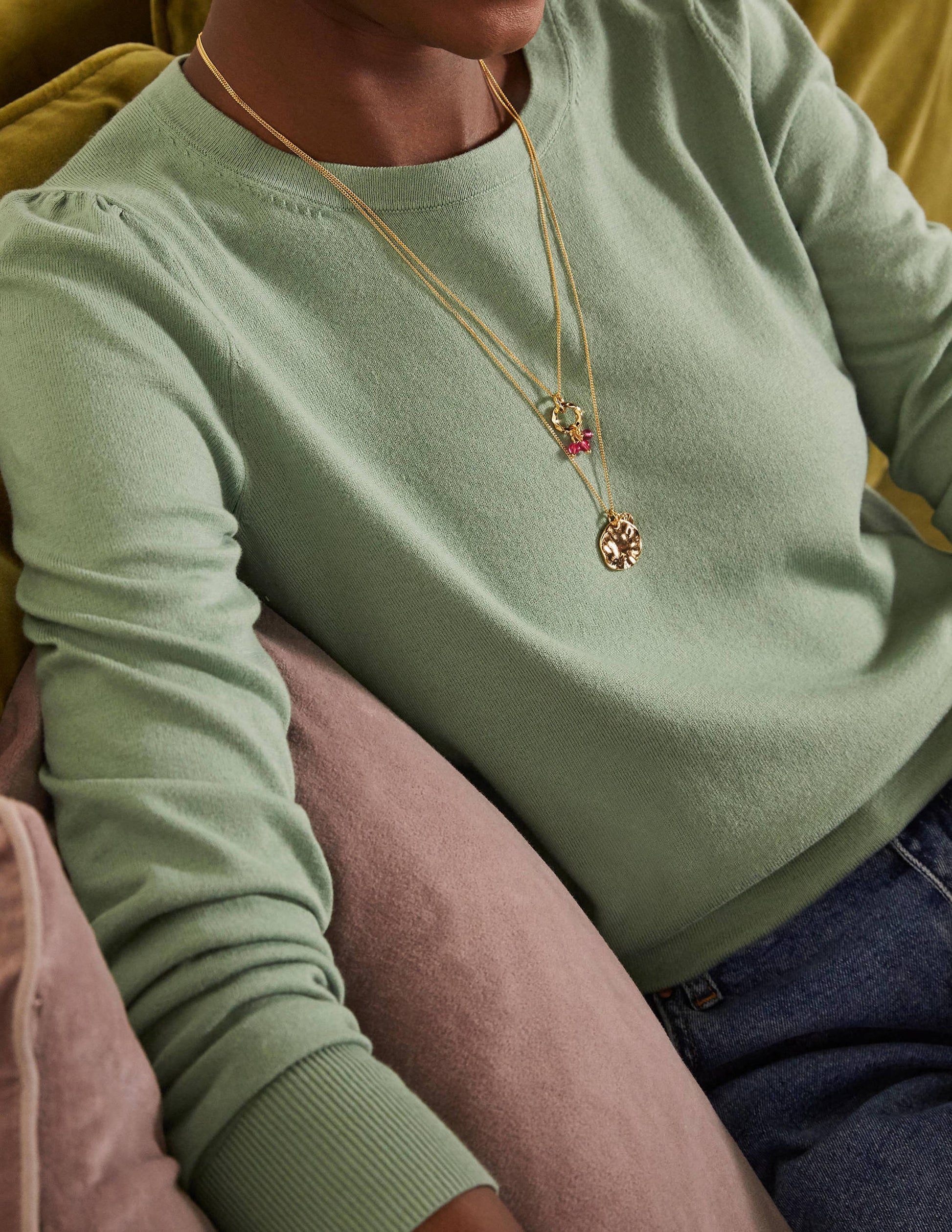 Cotton Crew Neck Sweater-Duck Egg-2