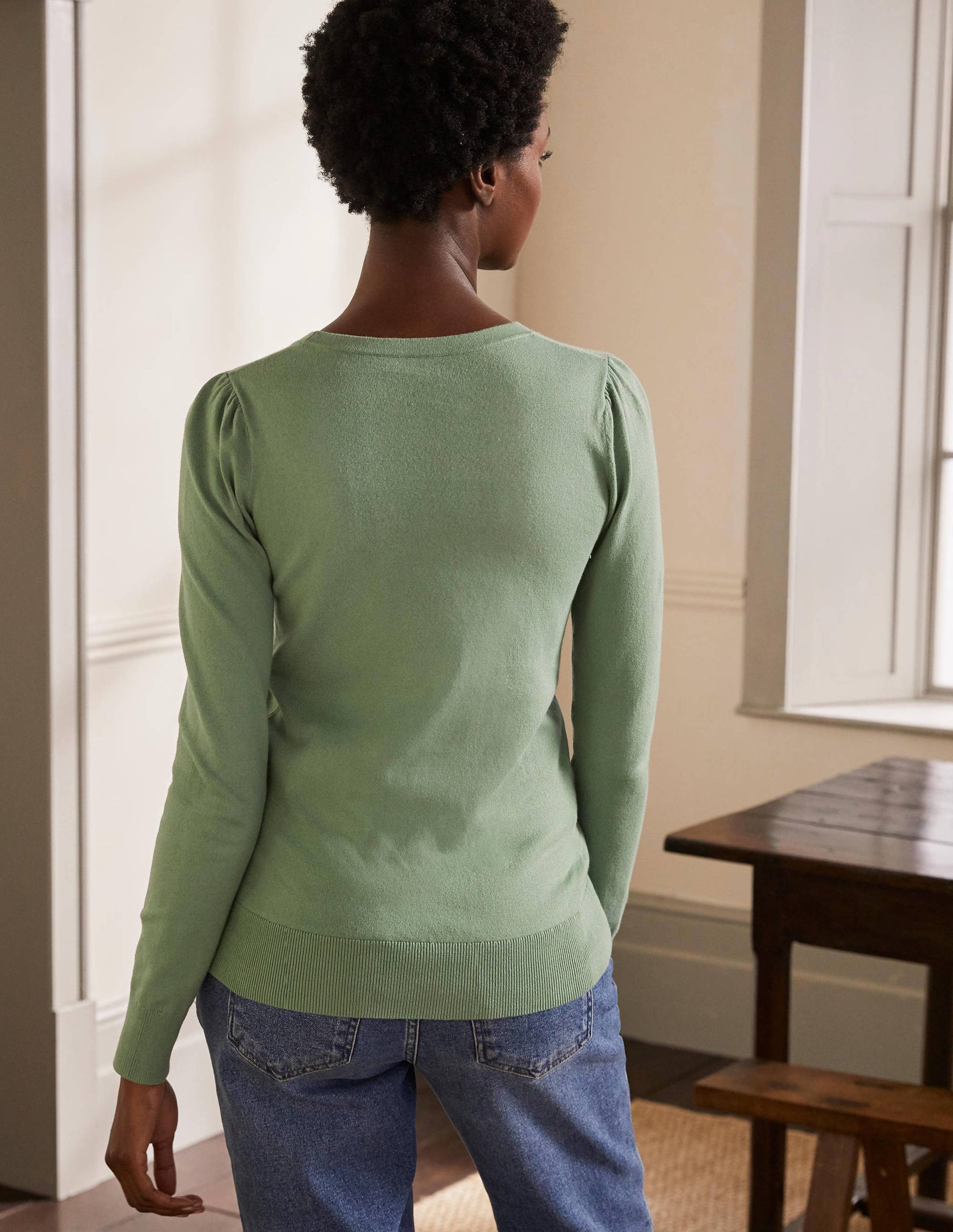 Cotton Crew Neck Sweater-Duck Egg-3
