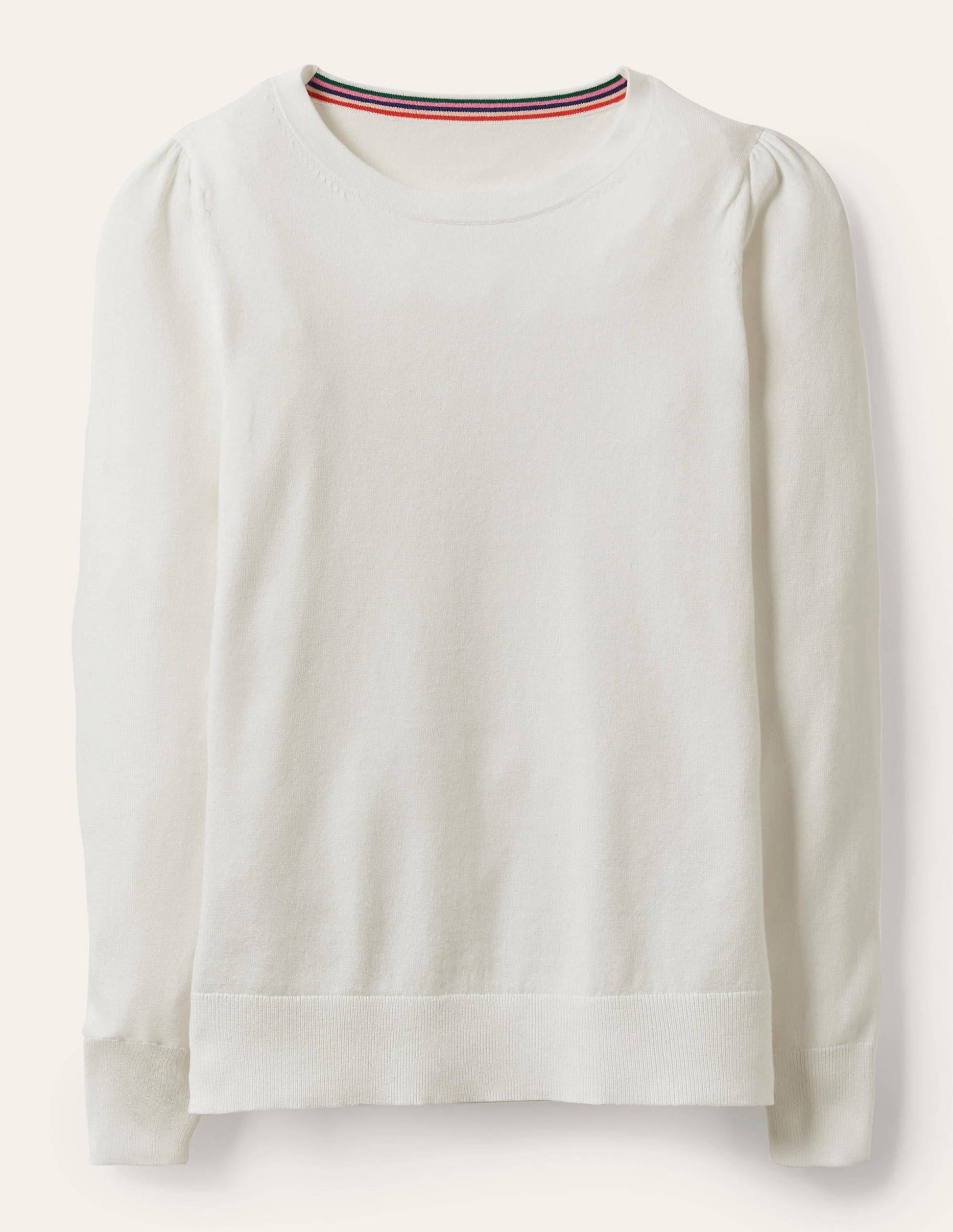 Cotton Crew Neck Sweater-Ivory-5