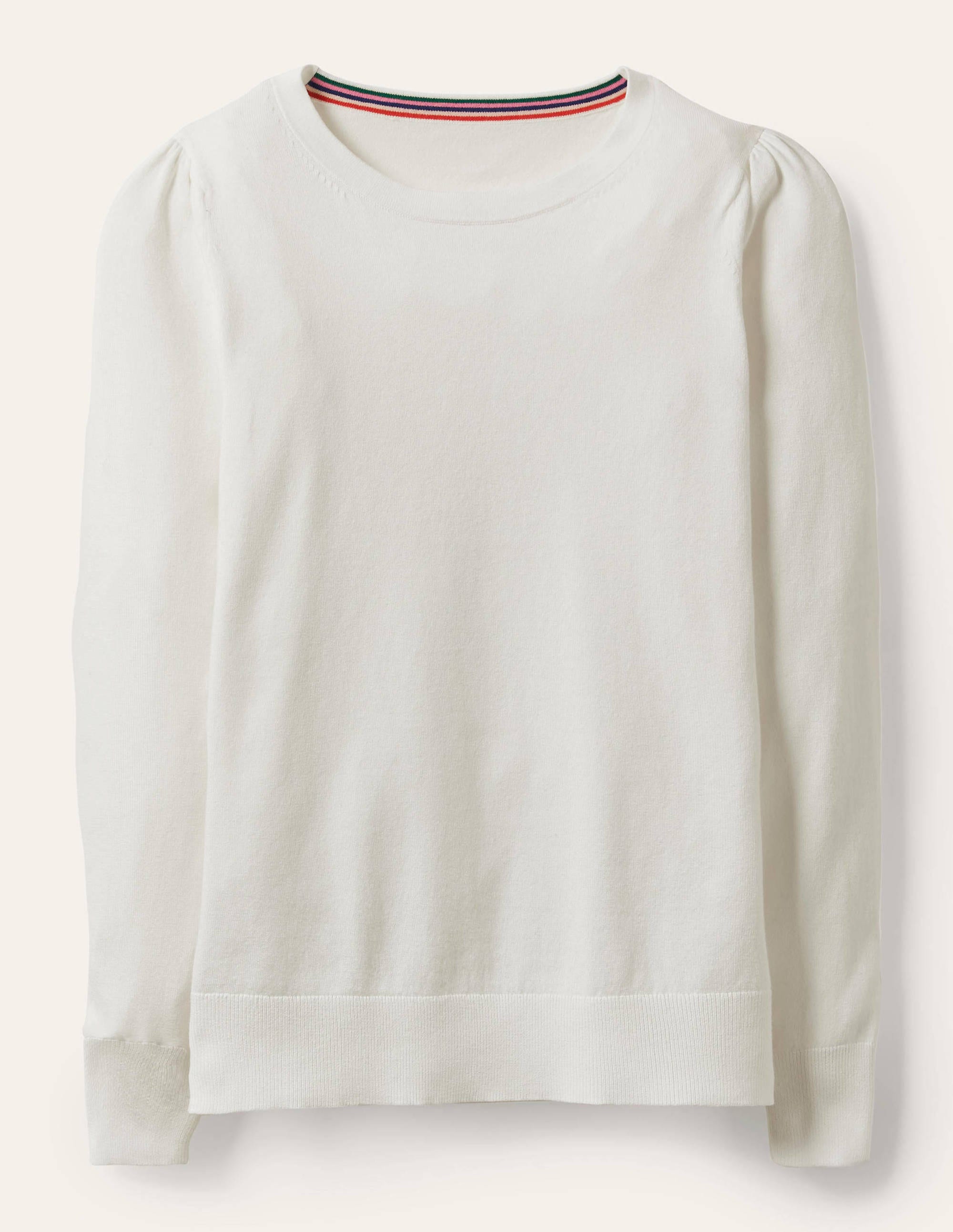 Cotton Crew Neck Sweater-Ivory - Image 5