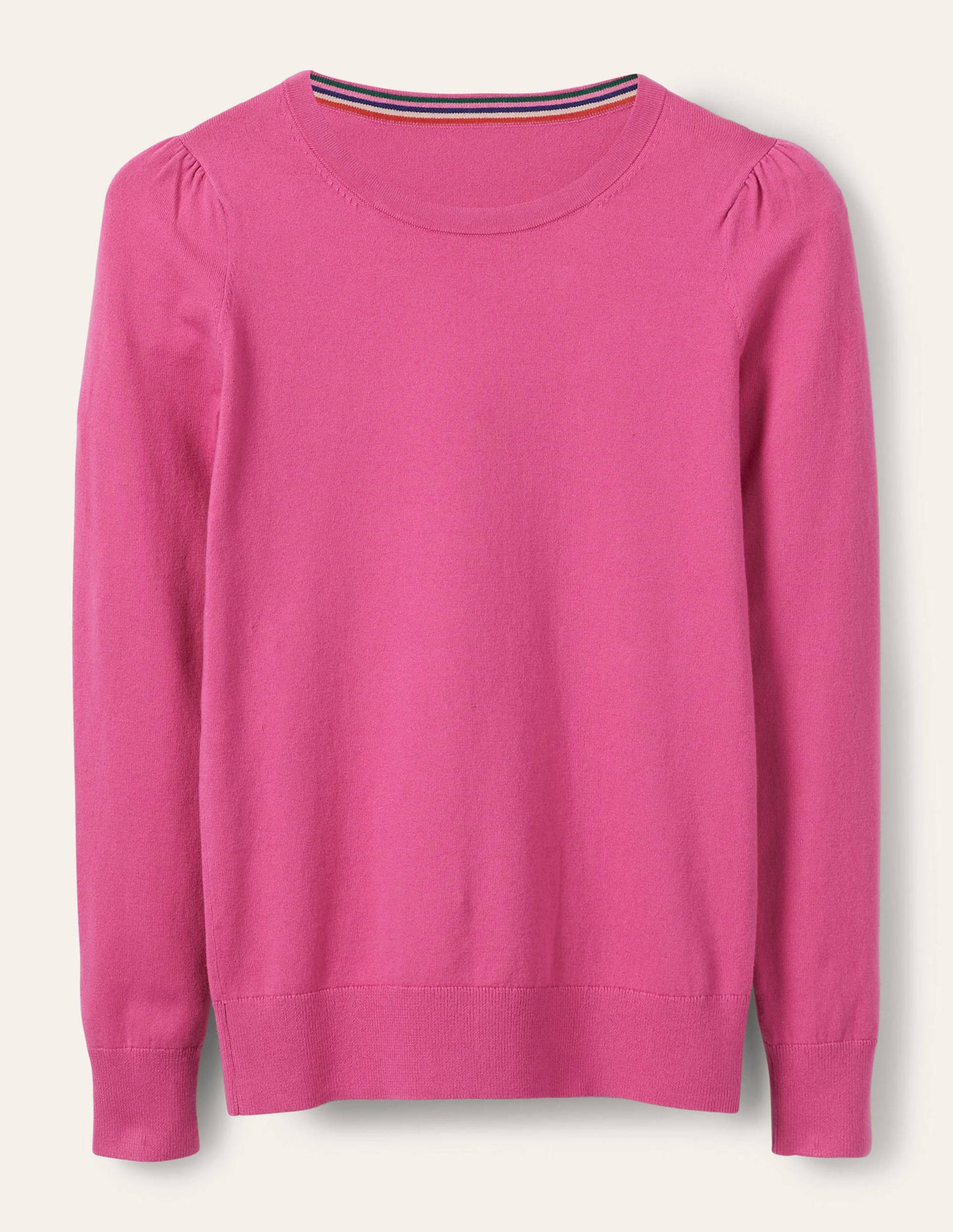 Cotton Crew Neck Sweater-Candy Pink