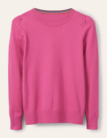 Cotton Crew Neck Sweater-Candy Pink-5