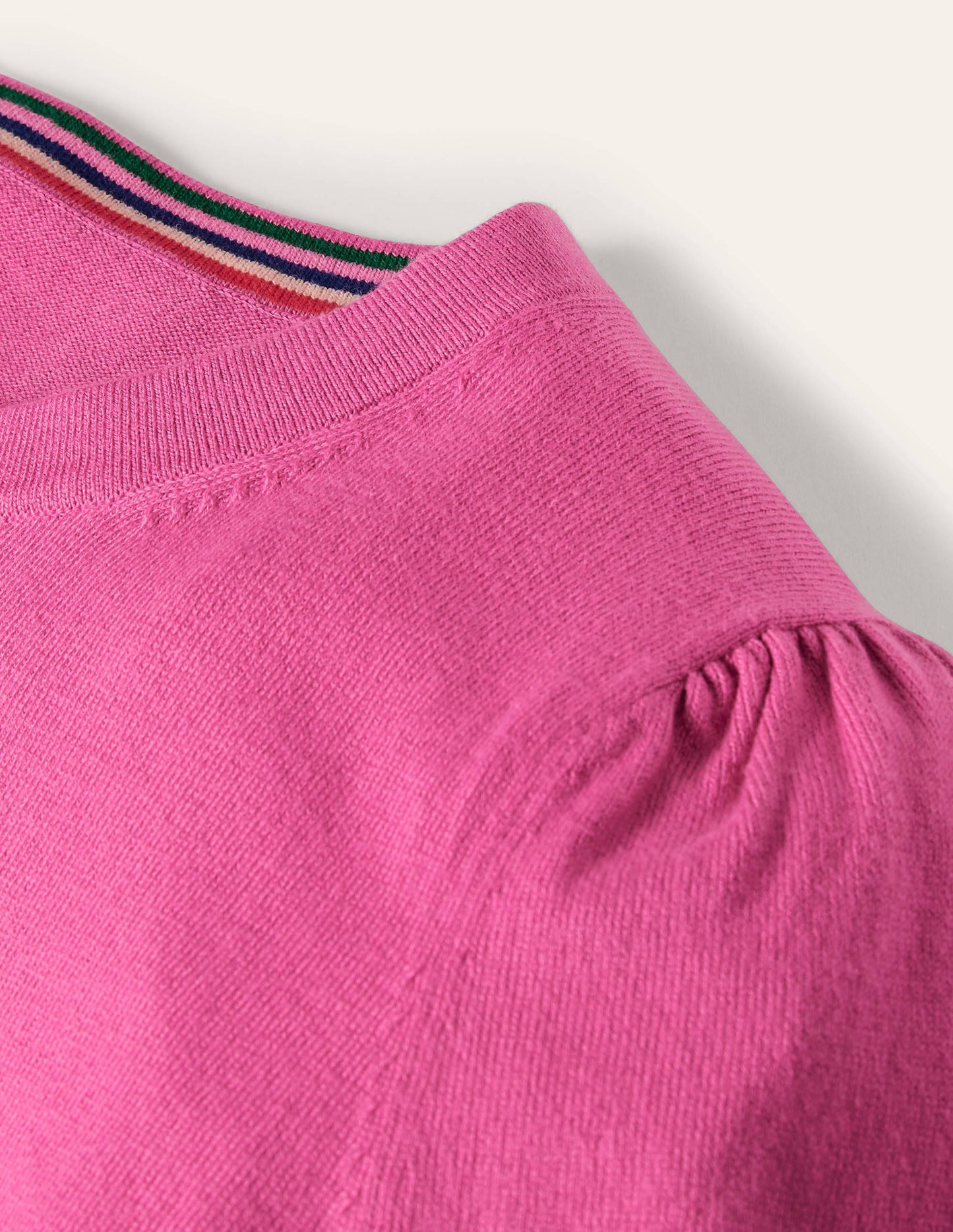 Cotton Crew Neck Sweater-Candy Pink