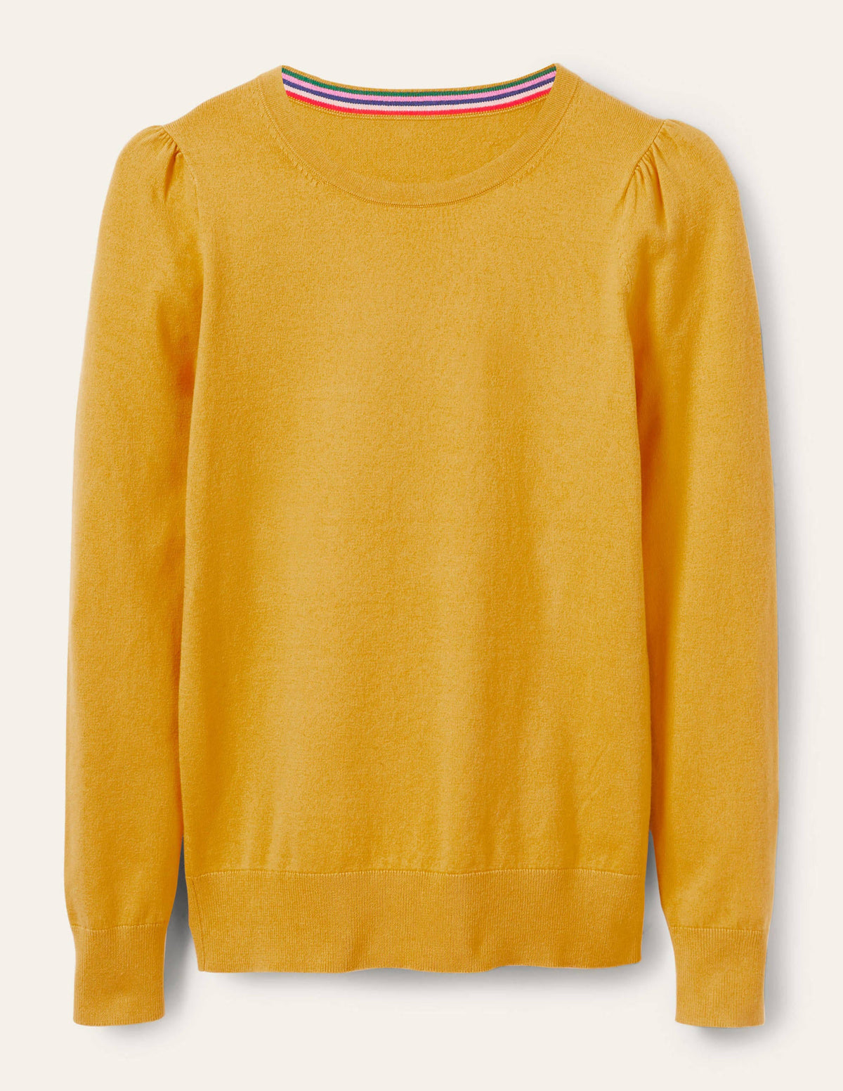 Cotton Crew Neck Sweater-Honey Gold - Image 5