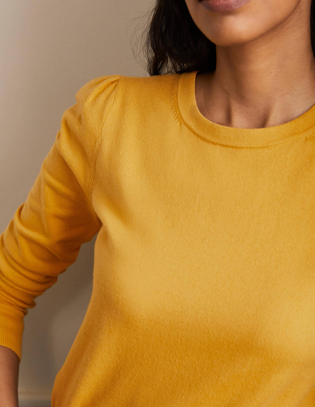 Cotton Crew Neck Sweater-Honey Gold - Image 2