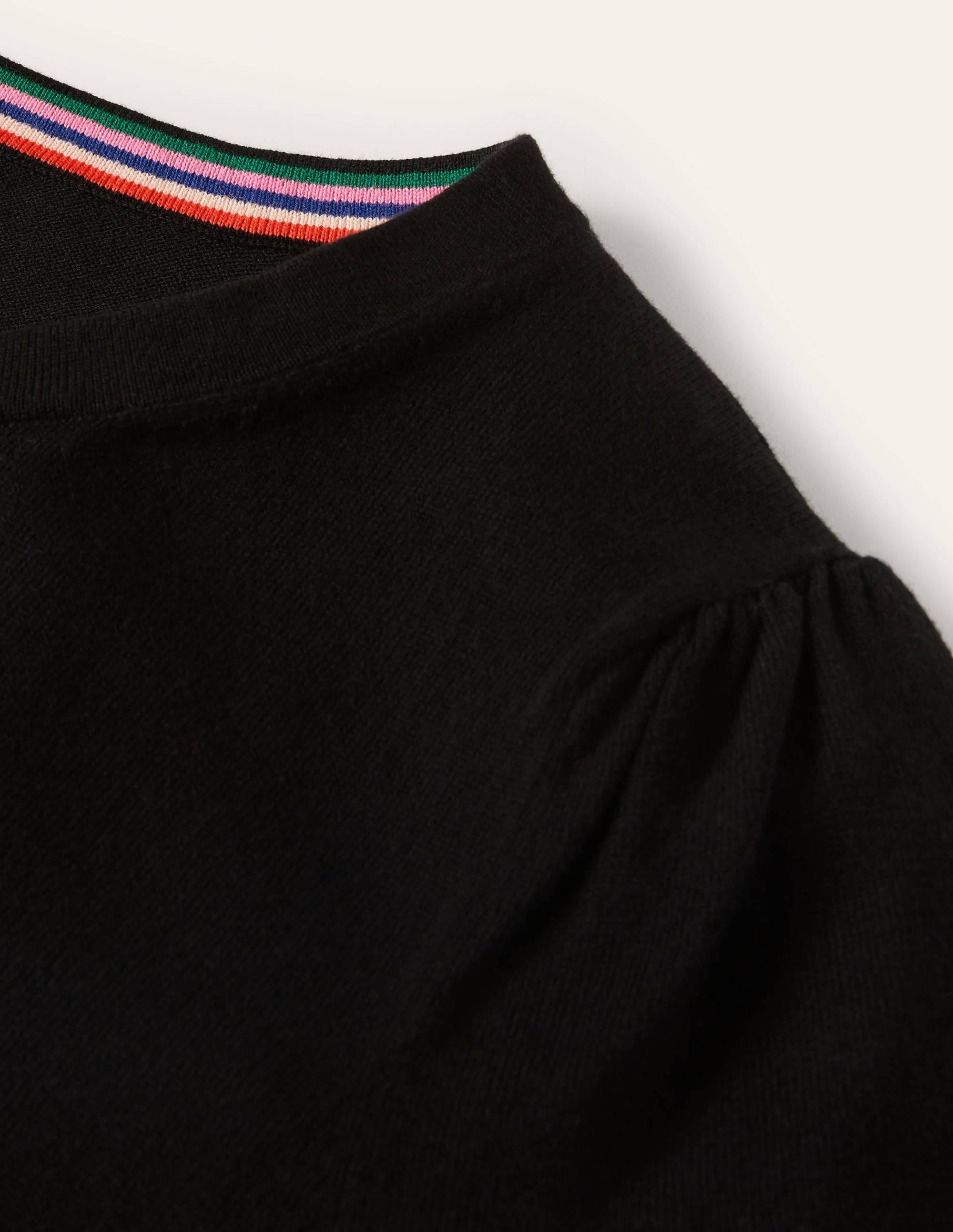 Cotton Crew Neck Cardigan-Black - Image 6