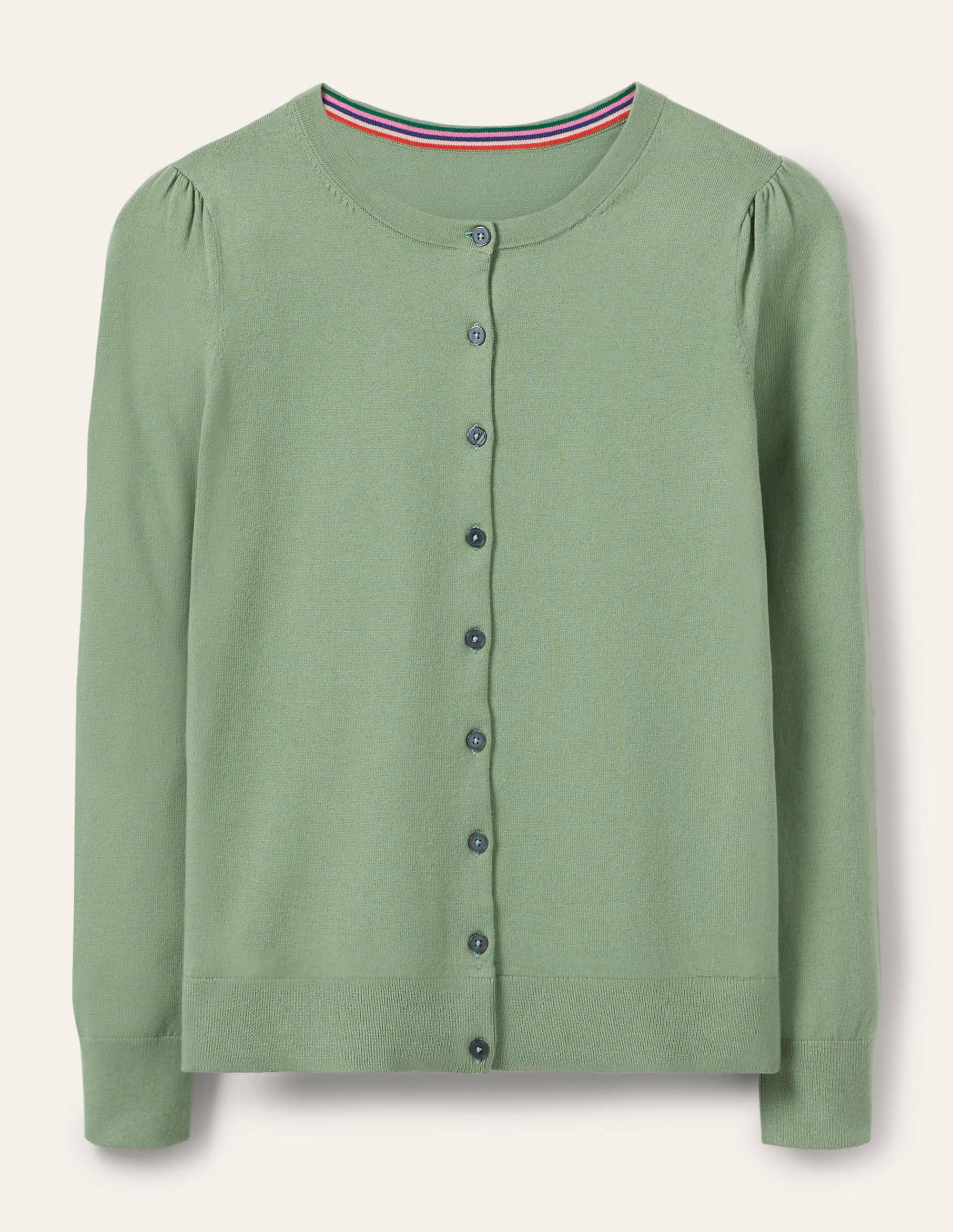 Cotton Crew Neck Cardigan-Duck Egg - Image 5