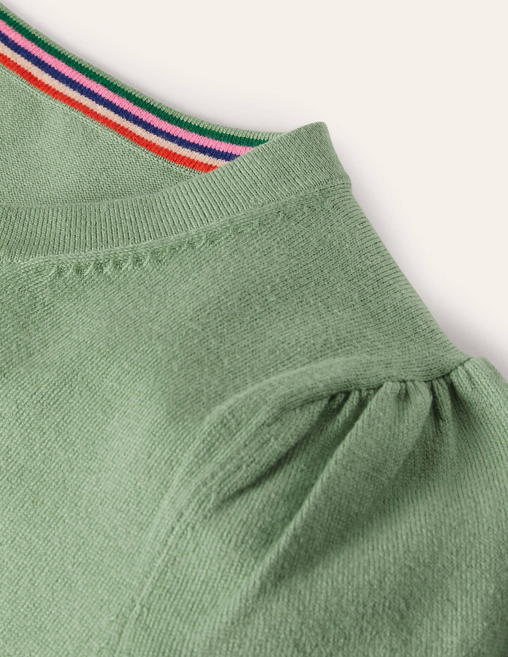Cotton Crew Neck Cardigan-Duck Egg-6