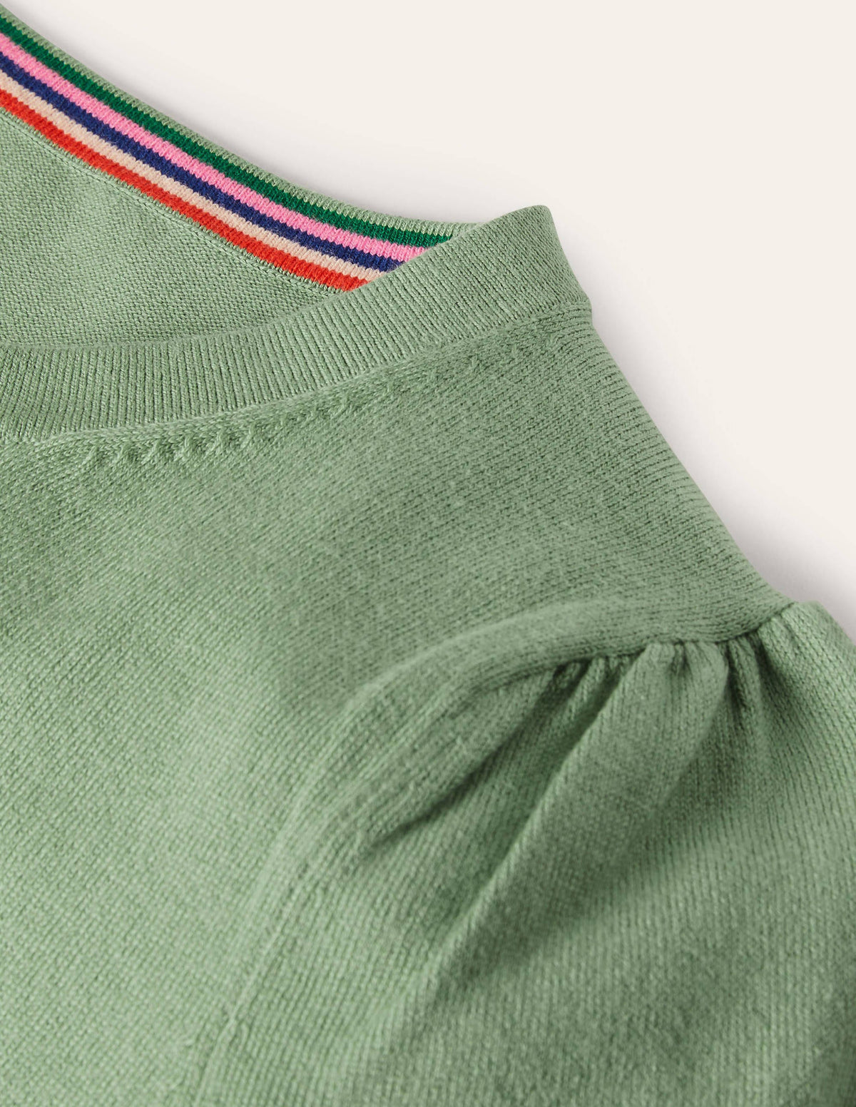 Cotton Crew Neck Cardigan-Duck Egg - Image 6