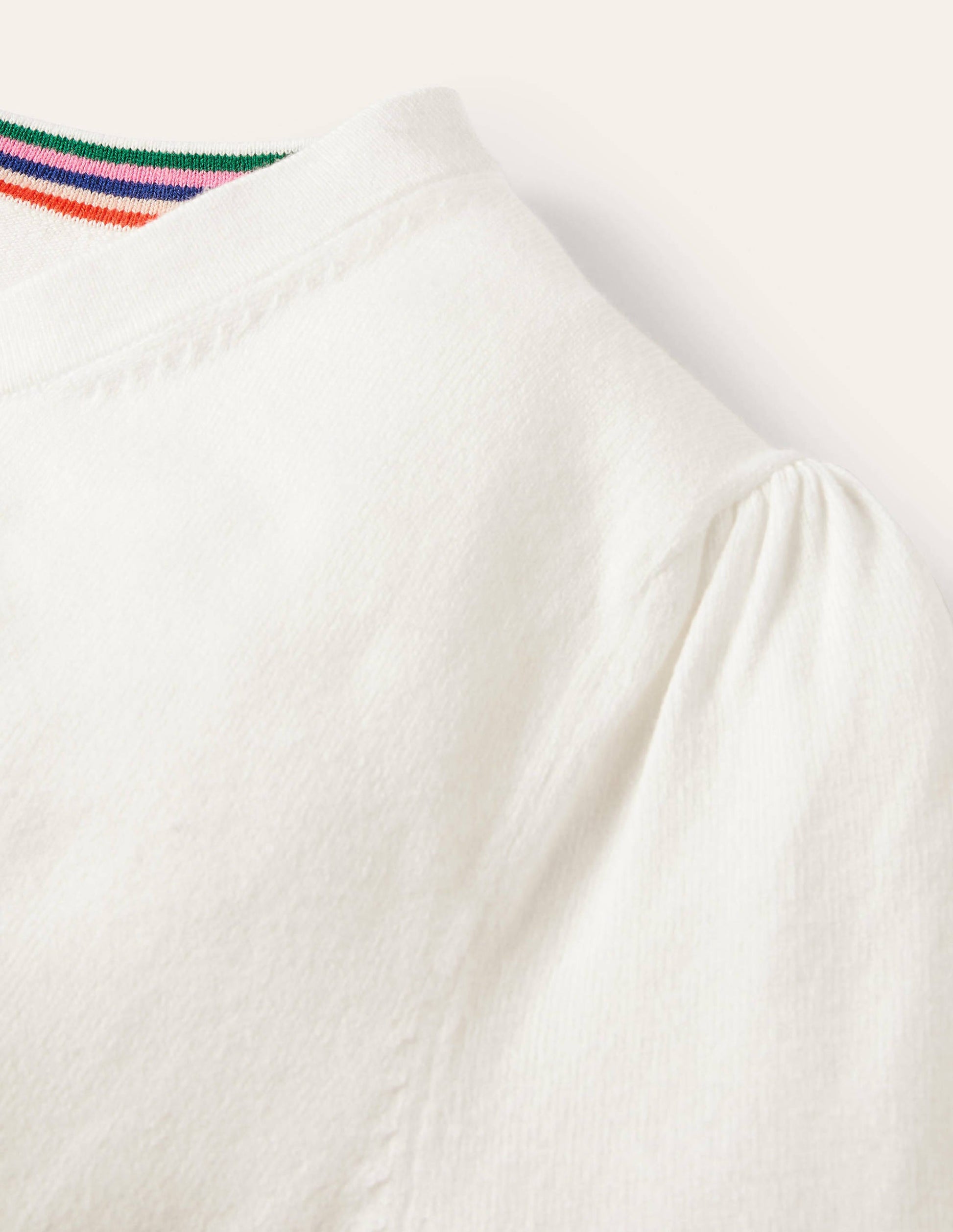 Cotton Crew Neck Cardigan-Ivory-6