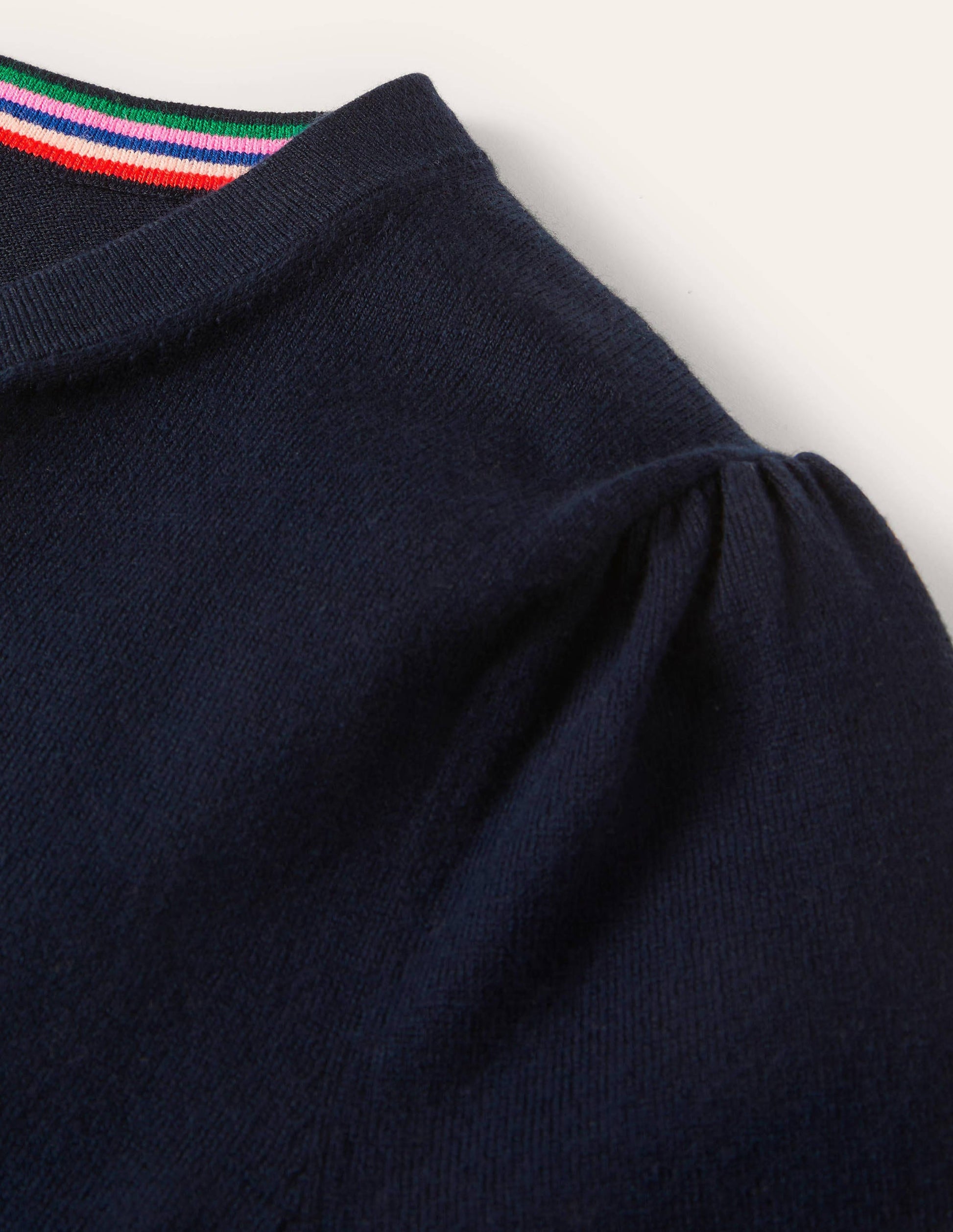 Cotton Crew Neck Cardigan-Navy-6