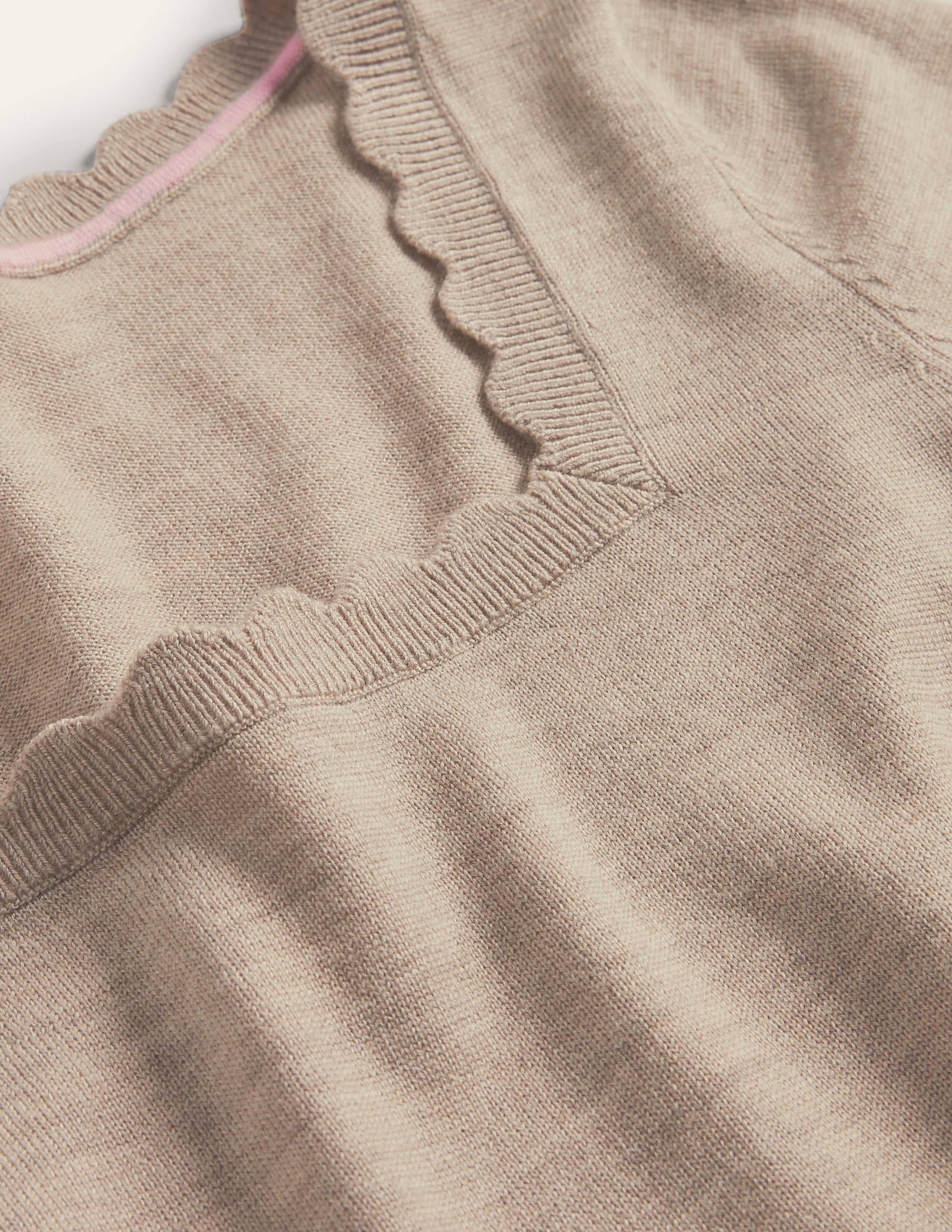 Merino Scallop Knitted Top-Mink Melange - Image 6