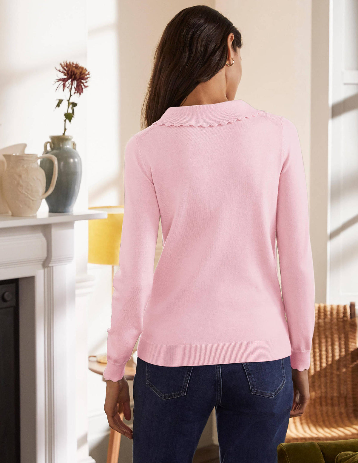 Merino Scallop Collar Sweater-Coconut Ice - Image 3