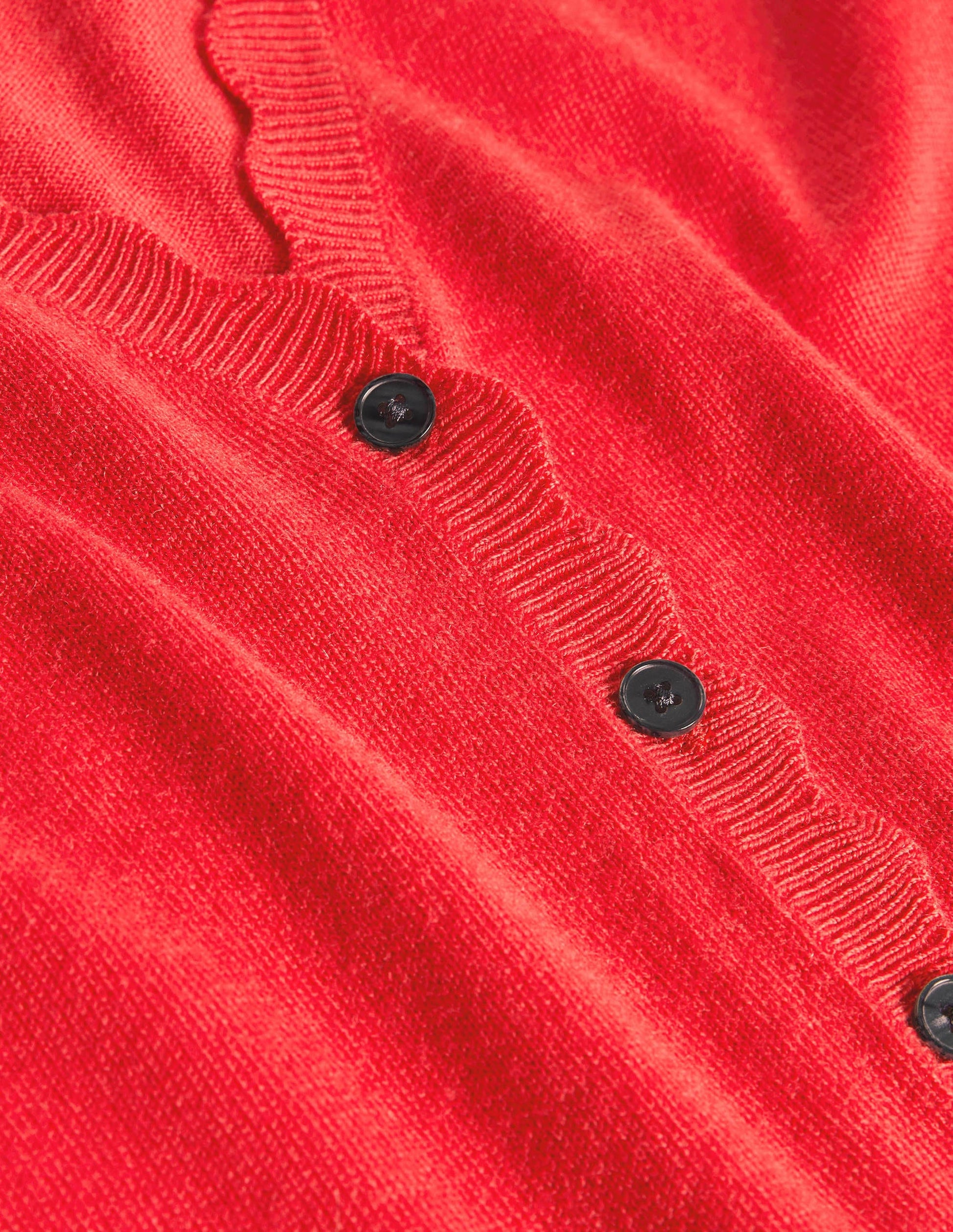 Merino Scallop Trim Cardigan-Cherry Red-6