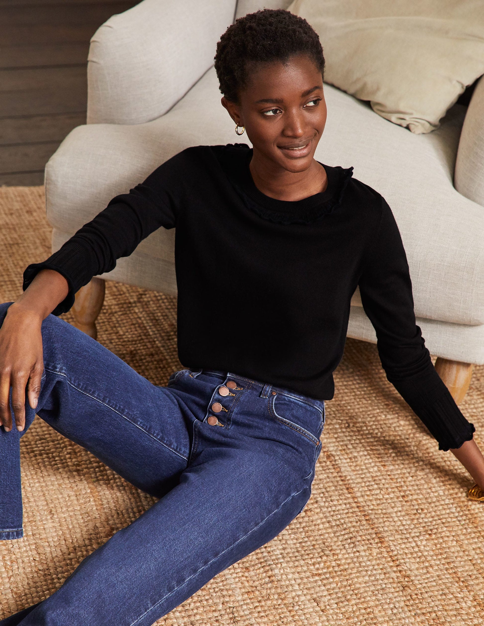Aimee Pointelle Sweater-Black-1